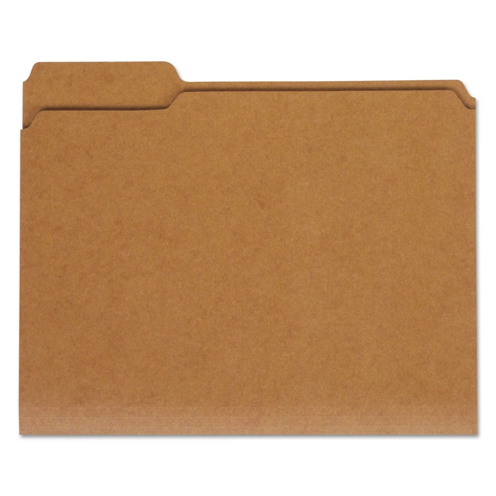Universal Reinforced Kraft 1/3-Cut Assorted Top Tab File Folders - Letter Size, Brown (100/Box)