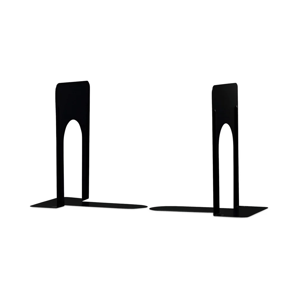 Universal 5.78 in. x 8.25 in. x 9 in. Heavy Gauge Steel Standard Economy Bookends - Black (1 Pair)
