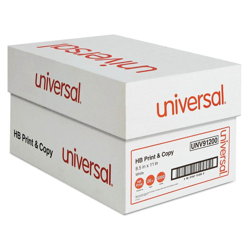 Universal UNV91200 8.5 in. x 11 in. 20 lbs. Bond Weight High-Bright Multipurpose Paper - White (10/Carton)