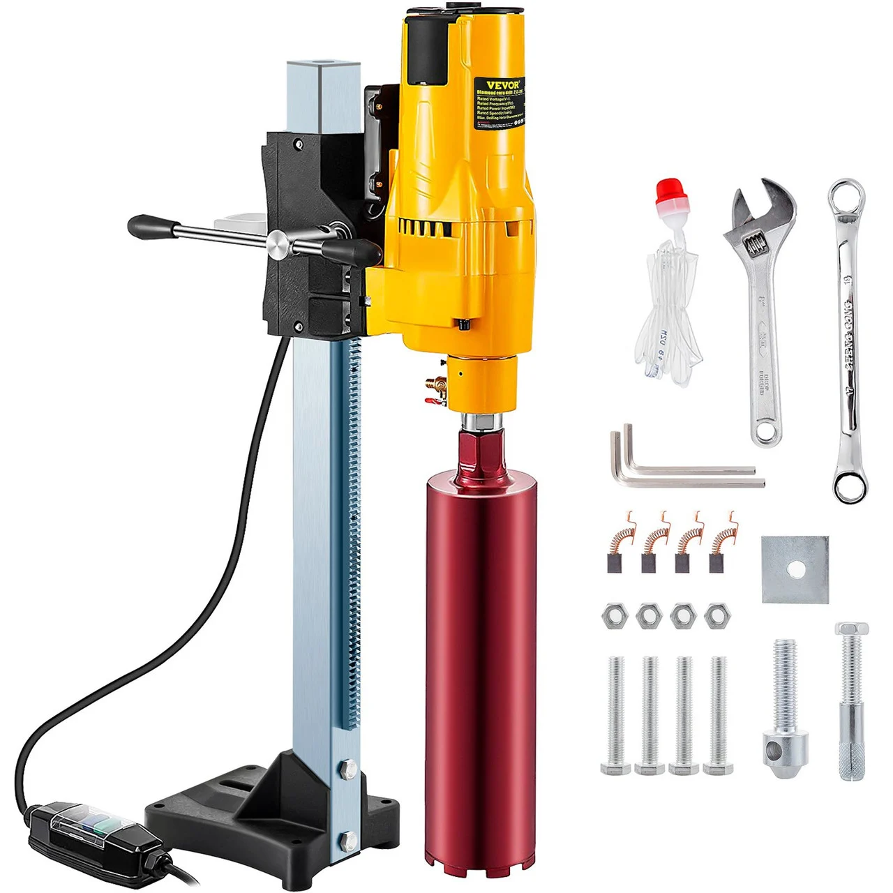 8 Inch/205MM Diamond Core Drilling Machine 3980W Diamond Core Drill Rig with Stand and Drill Bits,Wet Dry Core Drill Rig for Diamond Concrete Drilling Boring (Drill Bit Diameter: 4.25'/108MM)(replaced by: 200-8J1BDS)