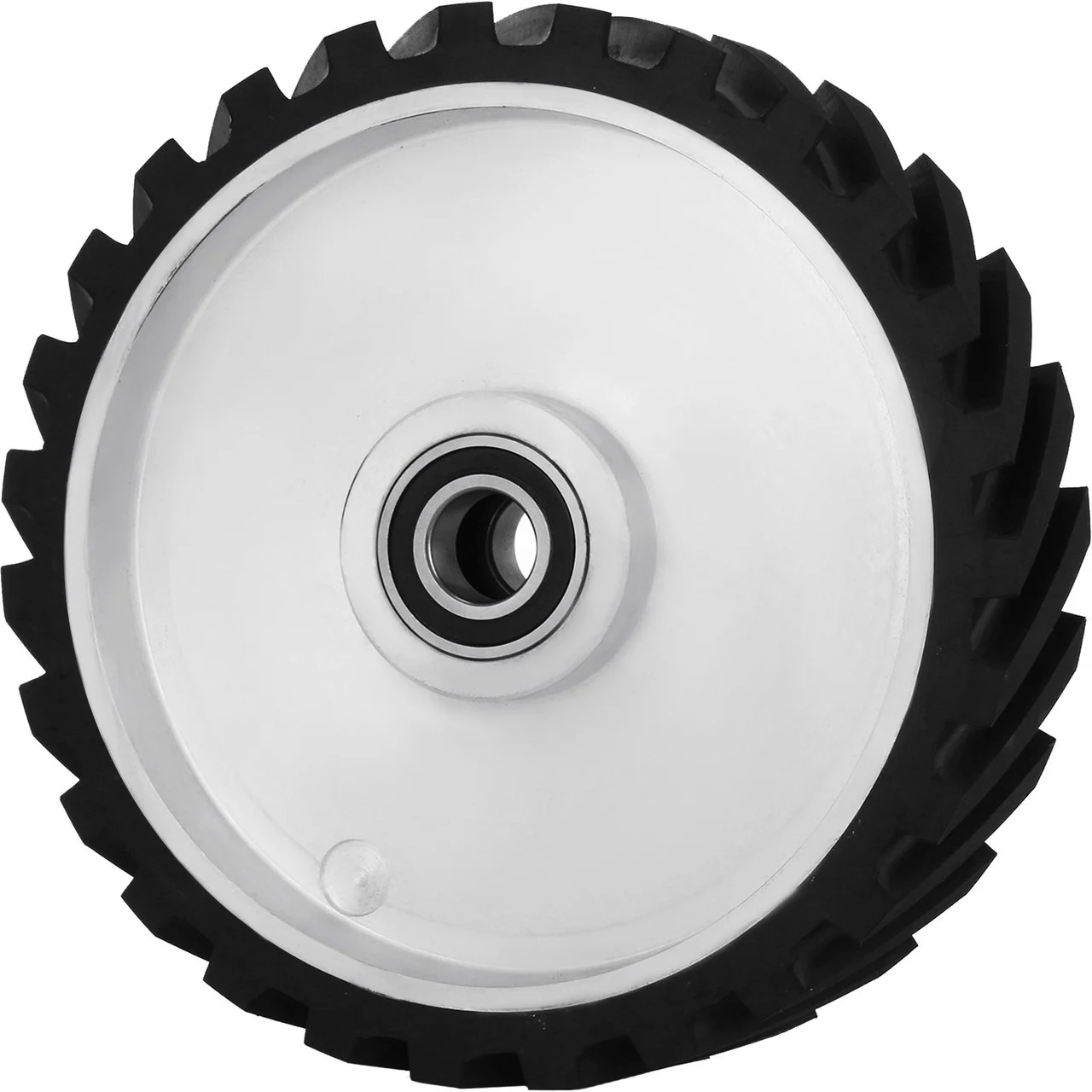 Belt Grinder Rubber Wheel 12 x2 inch,Serrated Rubber Contact Wheel 6206, Bearing Belt Grinder Wheel