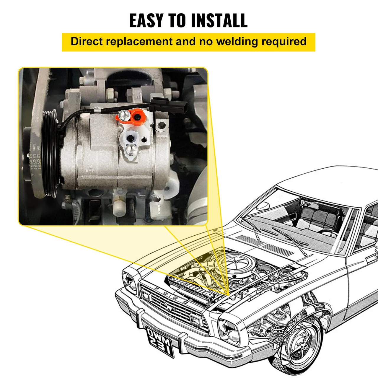 A/C Compressor & Clutch For 2001-2007 Chrysler Town & Country and Dodge
Caravan 3.3L 3.8L 5005440AA