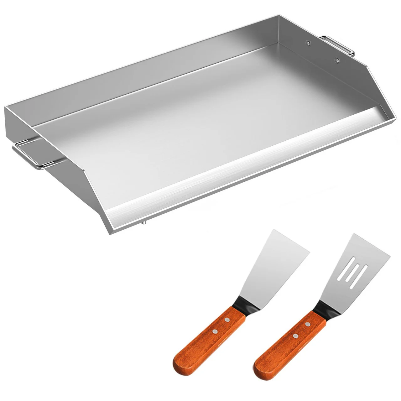 Stainless Steel Griddle,36" x 22" Universal Flat Top Rectangular Plate, BBQ Charcoal/Gas Non-Stick Grill with 2 Handles and Grease Groove with Hole?Grills for Camping, Tailgating and Parties
