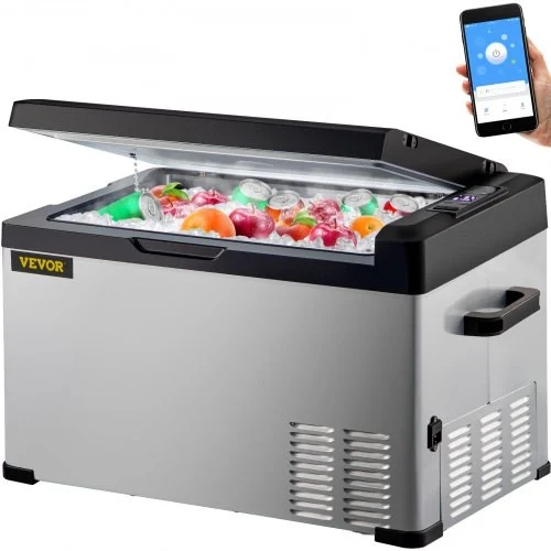 12 Volt Refrigerator, Portable Refrigerator (-4?~68?) With APP Control Car Compressor Fridge Cooler 12V/24V DC and 110-220V AC For Camping, Road Trip, Boat, Skincare, Outdoor and Home (32 Quart)