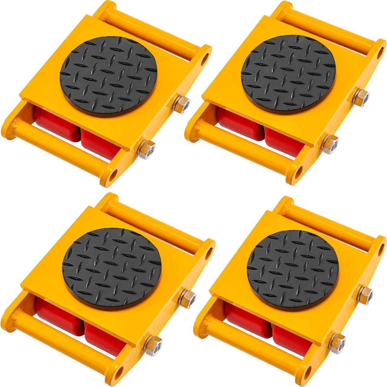 4pcs Machinery Mover, 6T Machinery Skate Dolly, 13200lbs Machinery Moving Skate, Machinery Mover Skate w/ 360ø Rotation Cap and 4 Rollers, Heavy Duty Industrial Moving Equipment, Yellow