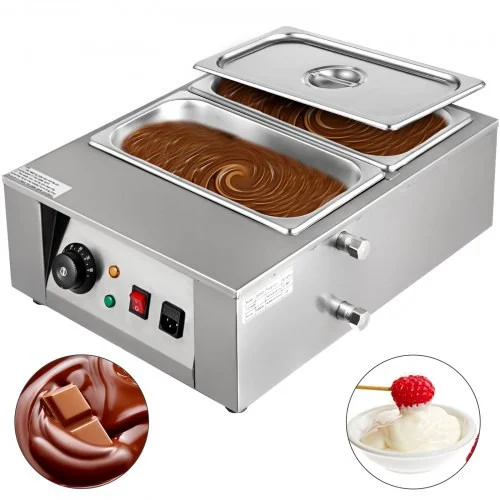 17.6 Lbs Chocolate Tempering Machine, Chocolate Melting Machine with Temperature Control (0~80?/32~176?)?1000W Electric Commercial Food Warmer For Chocolate/Milk/Cream/Soup Melting and Heating,2 Tanks.