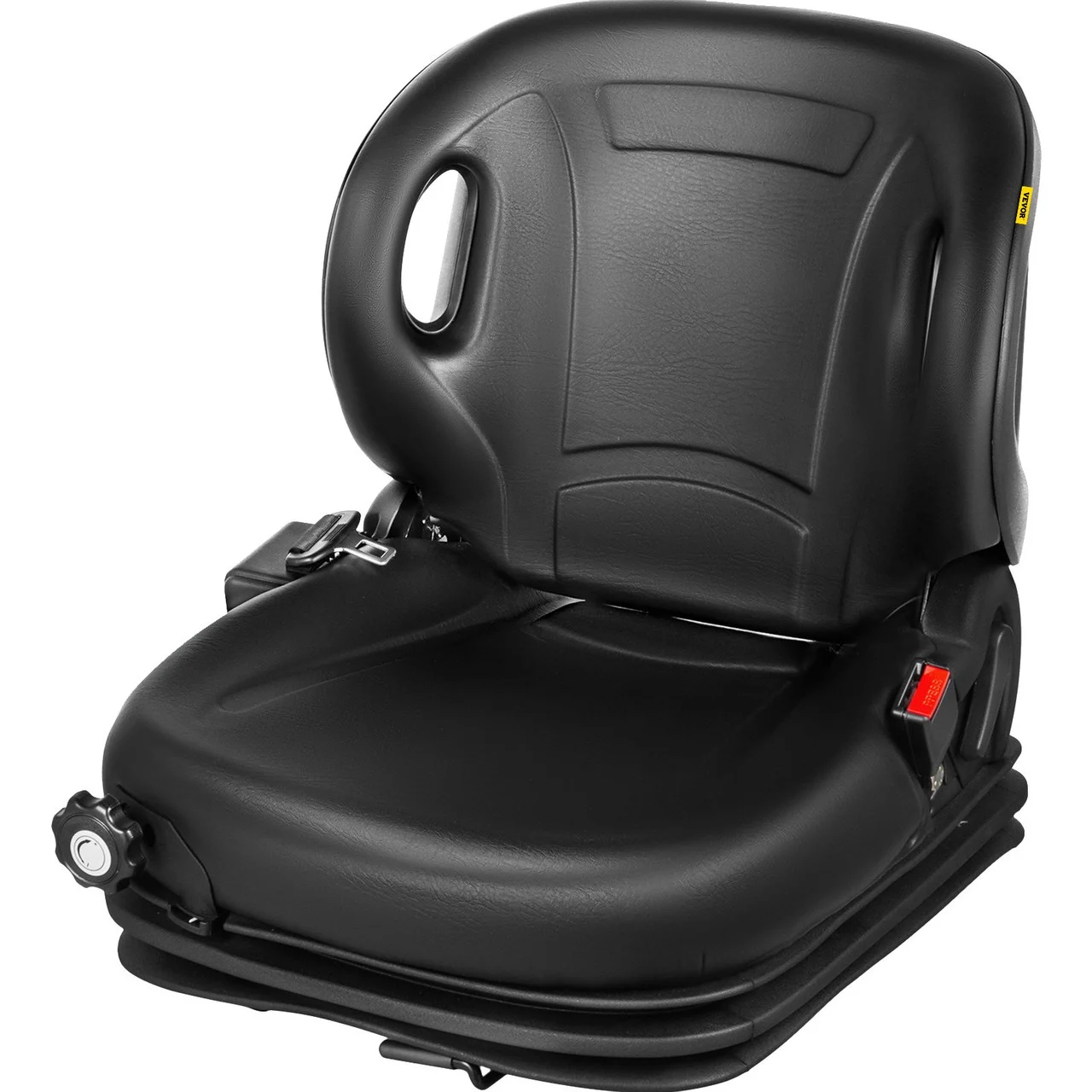 Universal Tractor Seat With Retractable Seat Belt Switch, Forklift Seat With 60ø Angel Backhoe, Lawn Mower Seat, Equipment Seat Compatible With Hyster, Tcm, Mitsubishi, And Nissan , Black