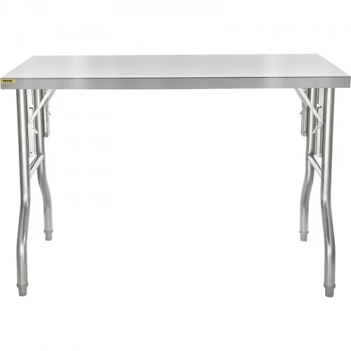 48 x 30 Inch Folding Commercial Prep Table Commercial Worktable Workstation, Heavy-Duty Stainless Steel Folding Table with 220 lbs Load, Silver Stainless Steel Kitchen Island?Kitchen Work Table