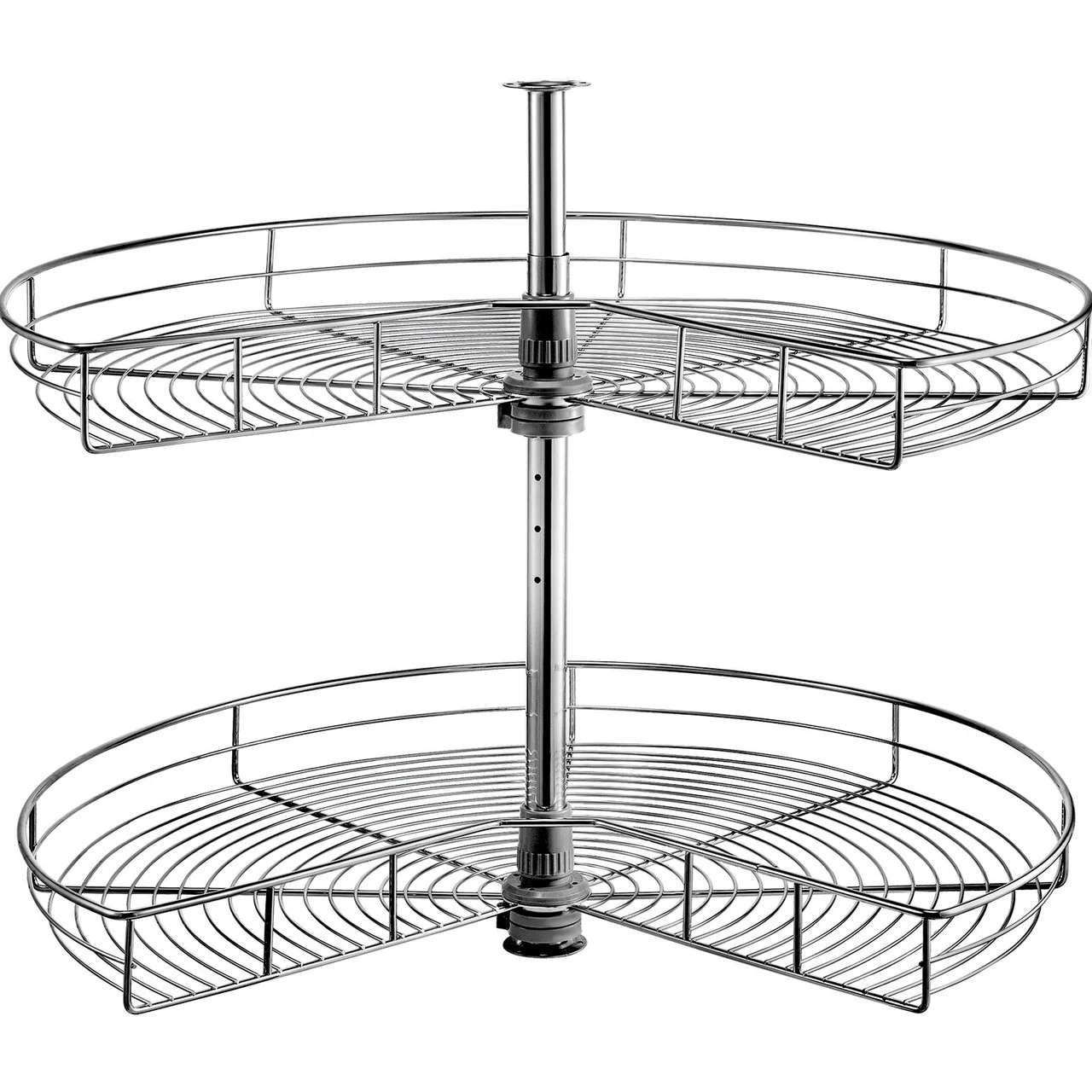Kidney Shaped Chrome Corner Organizer 31" Diameter Kitchen Cabinet Blind Corner 2-Shelf Blind Corner Organizer Stainless Steel Lazy Susan Replacement Shelf Silver Blind Corner Shelf 36 lbs