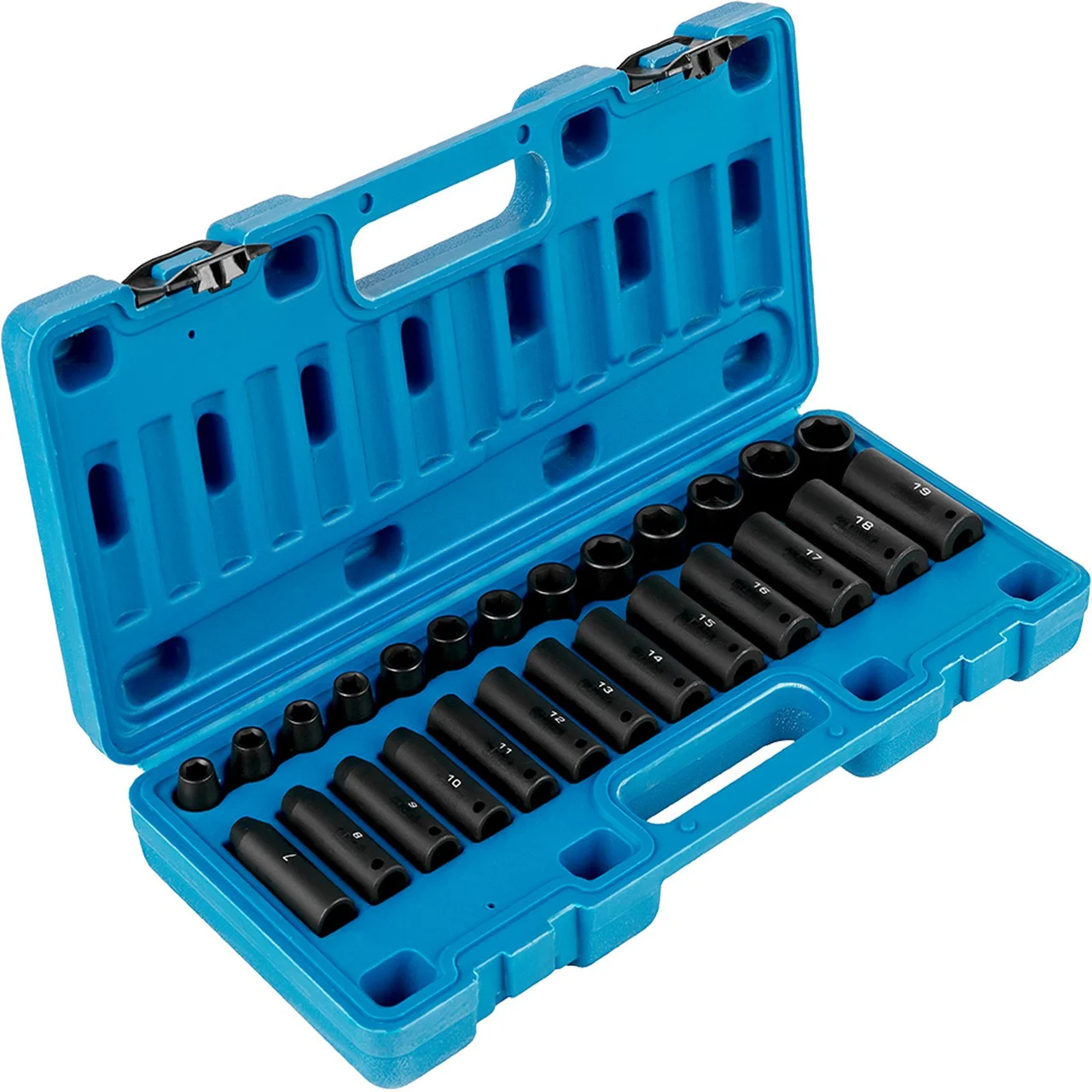 Impact Socket Set 3/8 Inches 26 Piece Impact Sockets, Deep / Standard Socket, 6-Point Sockets, Rugged Construction, Cr-V Socket Set Impact Metric 9mm - 30mm, with a Storage Cage