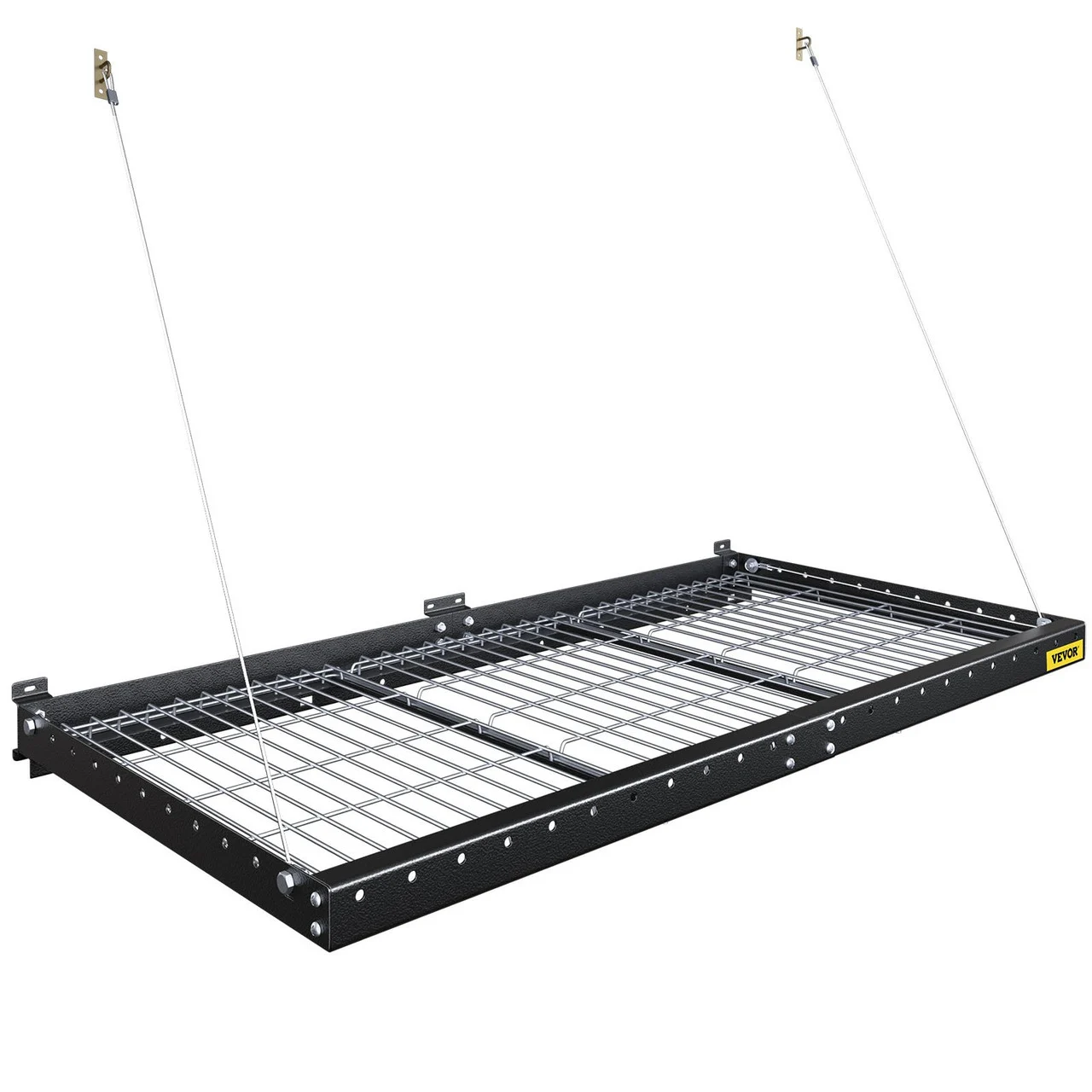 Garage Wall Shelf 2 x 4 ft Garage Shelving Wall Mounted Steel Shelf, Garage Overheads Storage Rack, 260 LBS Weight Capacity Floating Shelves, Heavy Duty Steel Wall Shelf for Garage Black