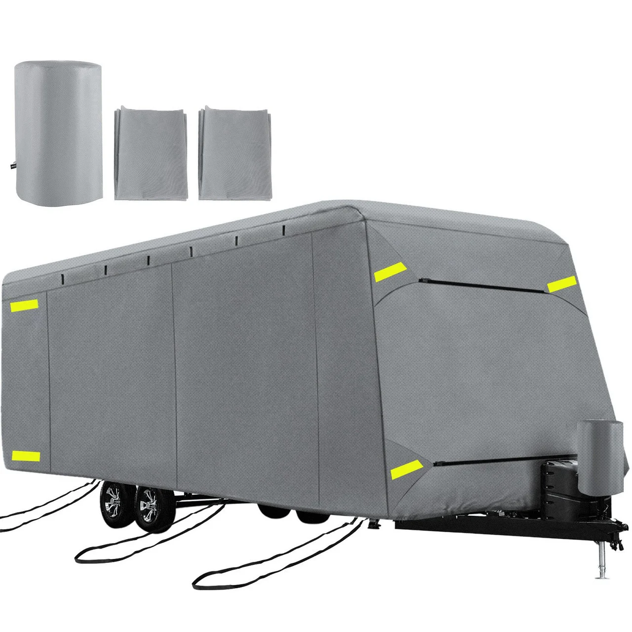 RV Cover 20'-22' RV & Trailer Cover Extra-Thick 4 Layers Travel Trailer RV Cover Durable Camper Cover, Waterproof Breathable Anti-UV Ripstop for RV Motorhome with Adhesive Patch & Storage Bag