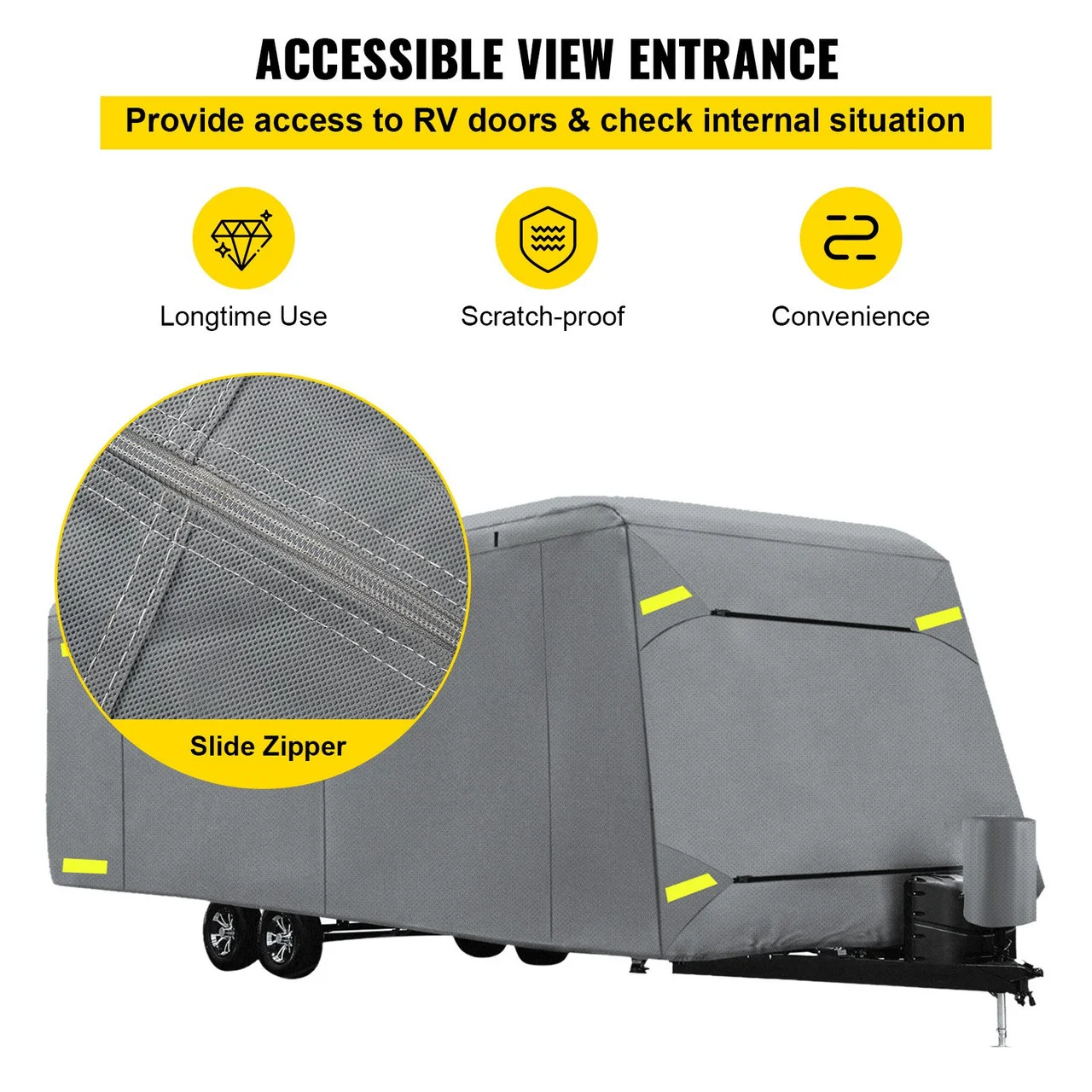 RV Cover 22'-24' RV & Trailer Cover Extra-Thick 4 Layers Travel Trailer RV Cover Durable Camper Cover, Waterproof Breathable Anti-UV Ripstop for RV Motorhome with Adhesive Patch & Storage Bag