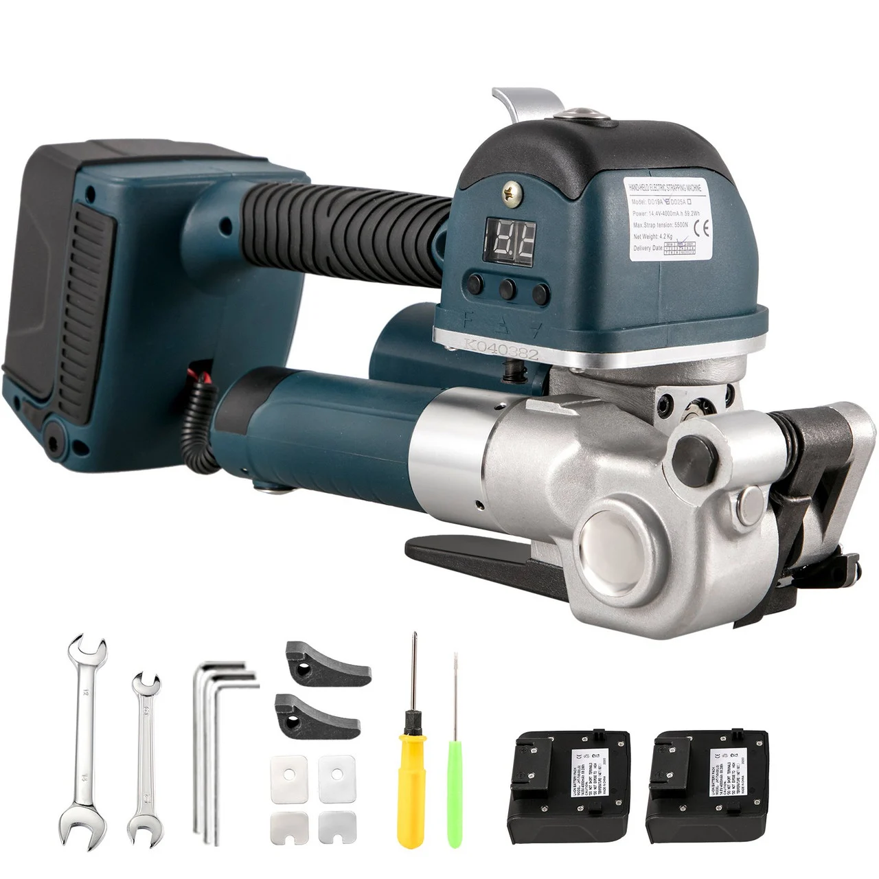 DD19A Electric Strapping Tool, Handheld Strapping Machine for 0.4-0.7inch Width PP/PET Belt, Electric Welding Strapping Tool Tight 6000N Adjustable, for PET/PP Bands