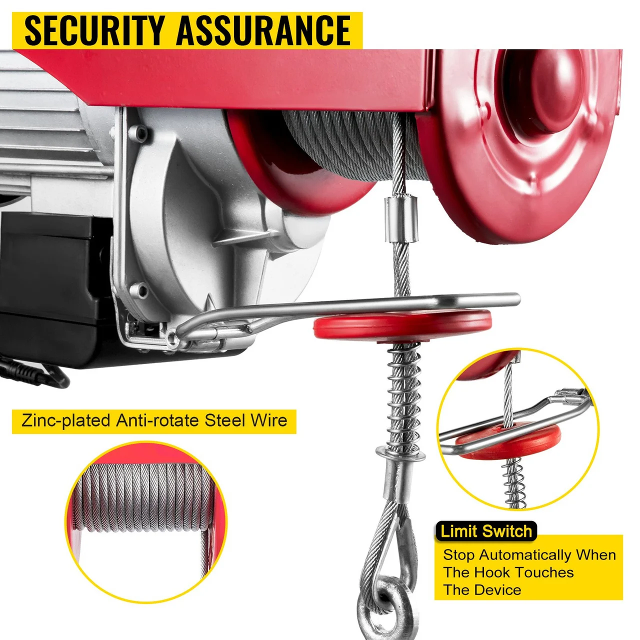 1100LBS Electric Hoist with Wireless Remote Control & Single/Double Slings Electric Winch, Steel Electric Lift, 110V Electric Hoist for Lifting in Factories, Warehouses, Construction Site