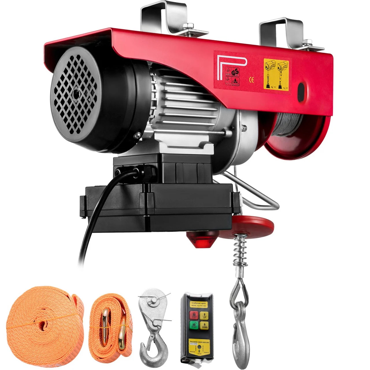 Electric Hoist 550LBS With Wireless Remote Control & Single/Double Slings Electric Winch, Steel Electric Lift, 110V Electric Hoist For Lifting In Factories, Warehouses, Construction Site