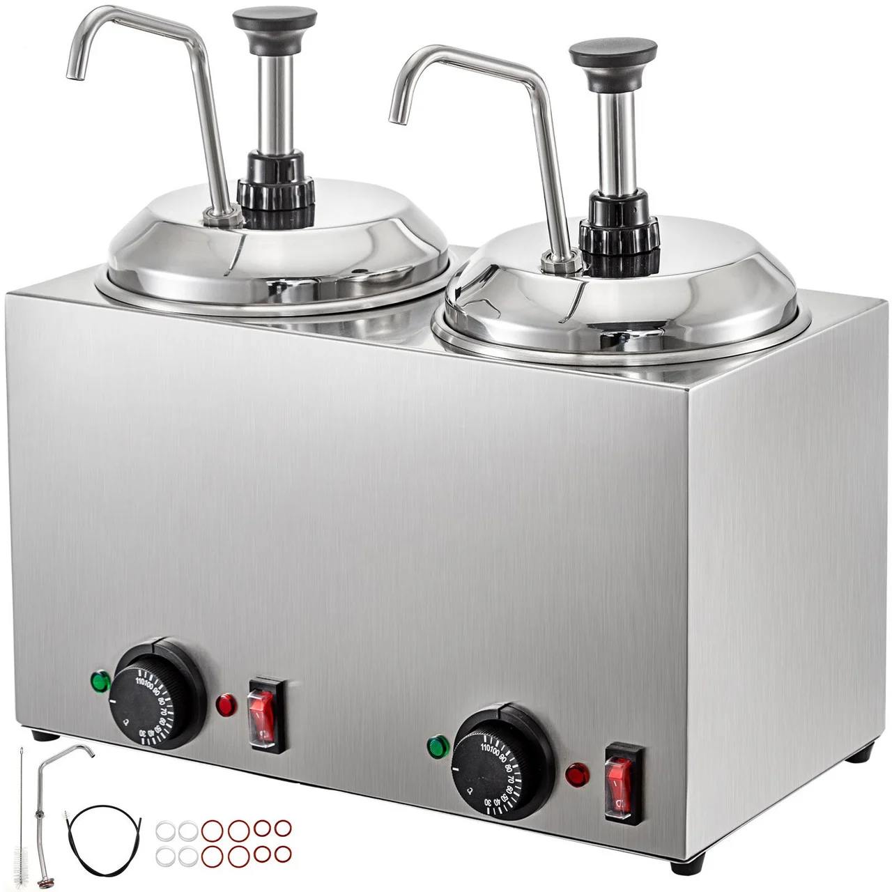 Cheese Dispenser with Pump 5.28 Qt Capacity Hot Cheese Warmer 1300W Hot Fudge Warmer with Pump Single Head Fudge Warmer with Temperature Control for Hot Fudge Fudge Cheese Caramel