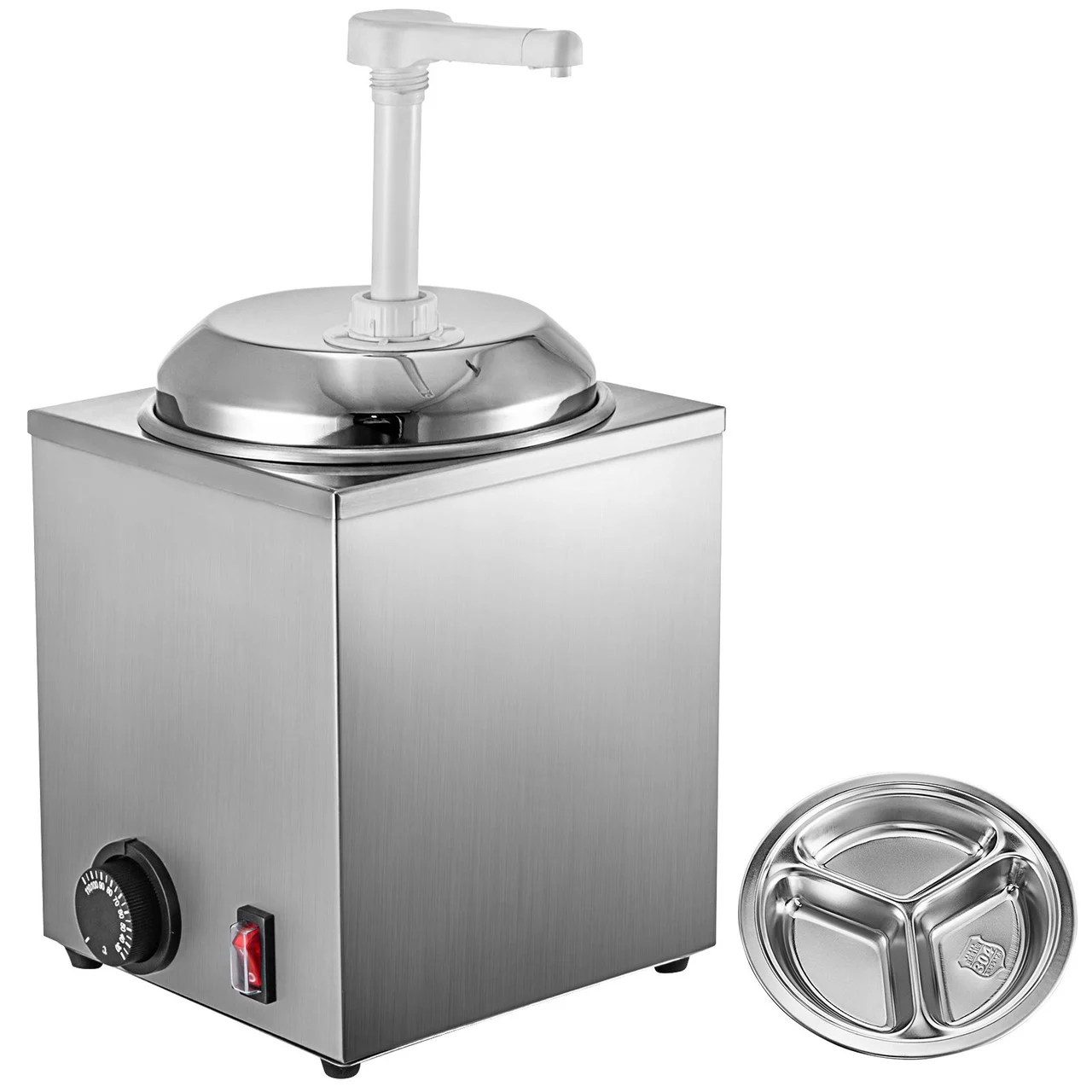 Hot Fudge Warmer with Pump, 2.6 Qt Hot Fudge Dispenser, 650 W Cheese Warmer Dispenser, Stainless Steel Hot Cheese Dispenser, Single Head Cheese Dispenser Machine for Hot Fudge Cheese Caramel