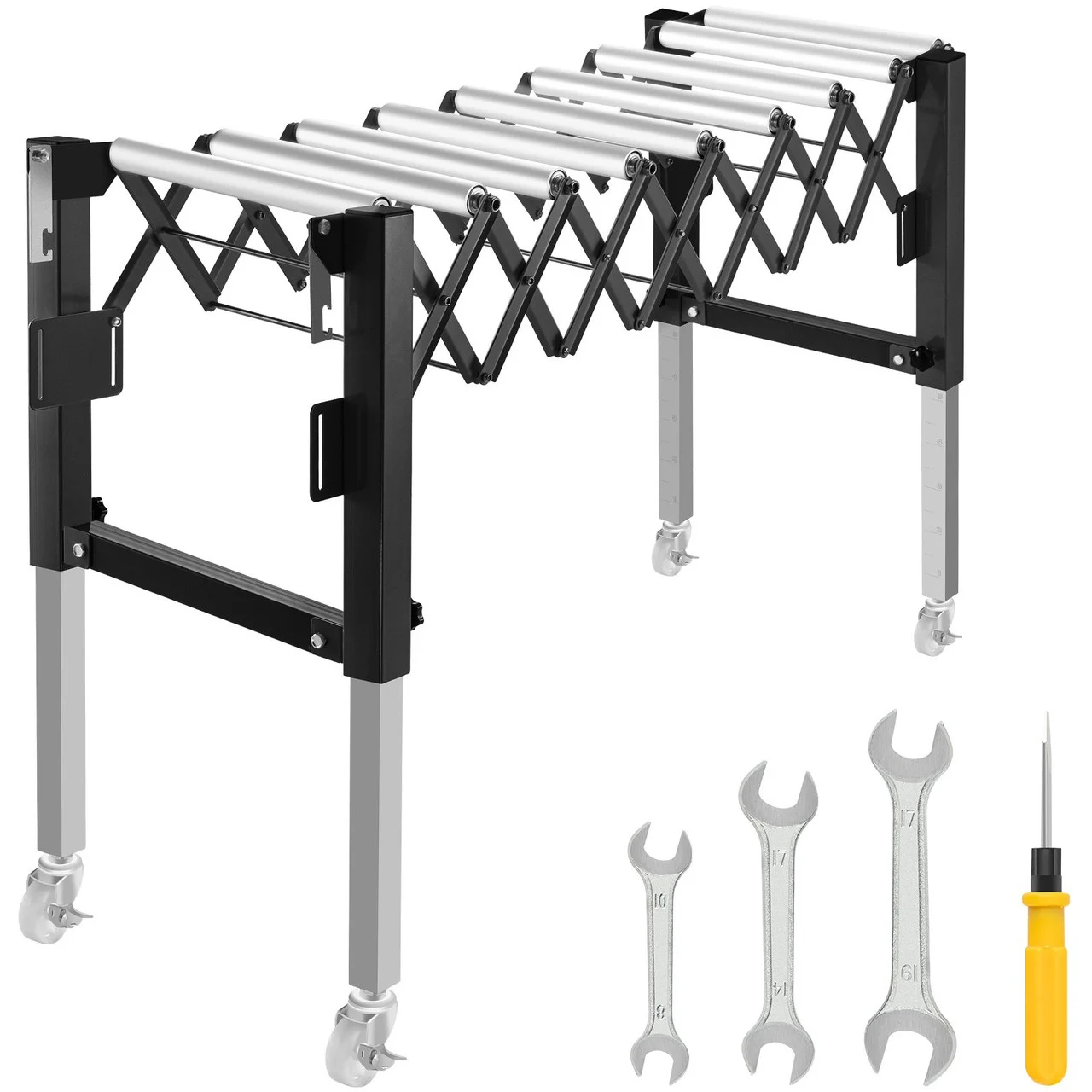Expandable Gravity Roller Conveyor 18-51" Length 27-43" Height 110lbs Load
