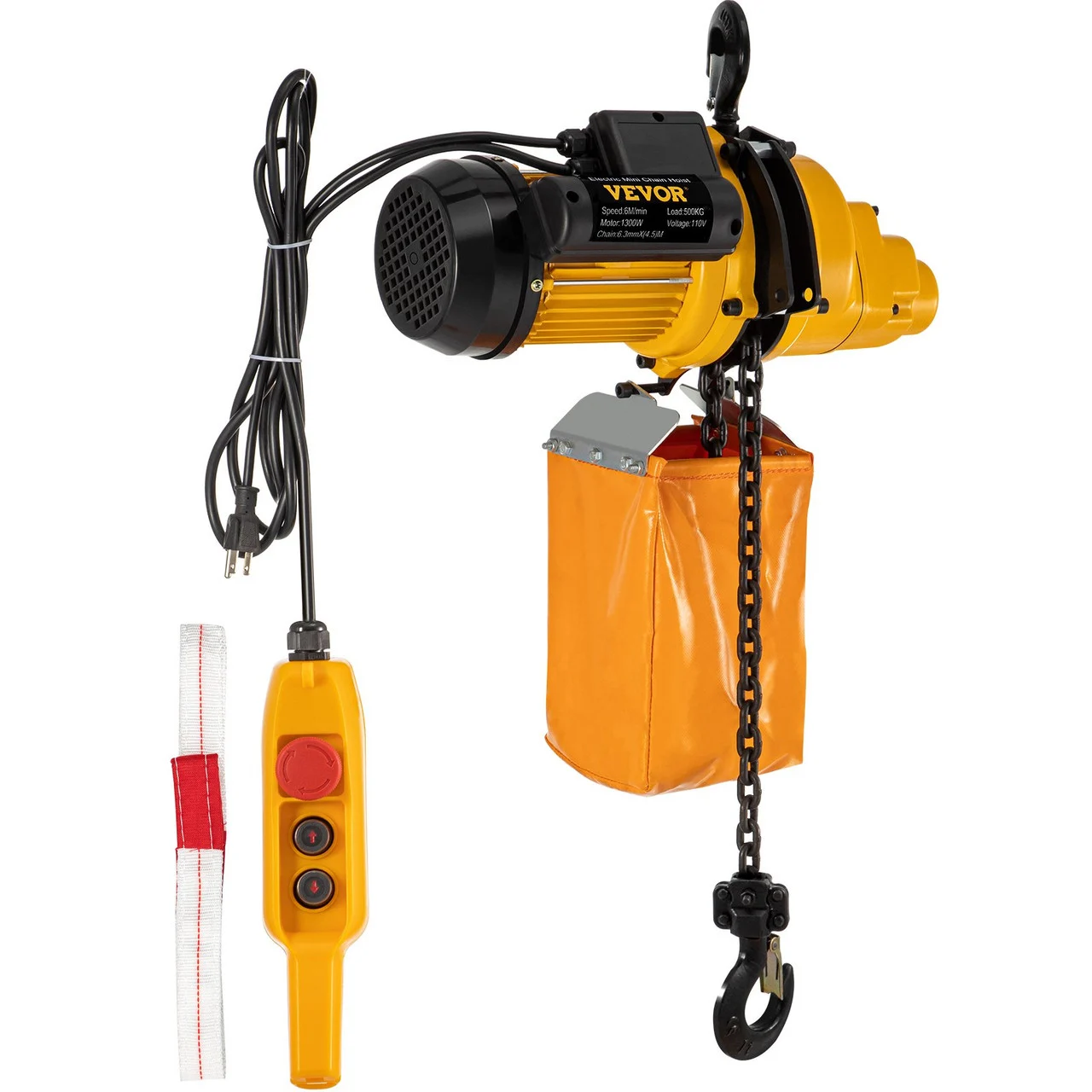 Lift Electric Hoist 110V Electric Winch 1100lbs Remote Control 15ft Chain