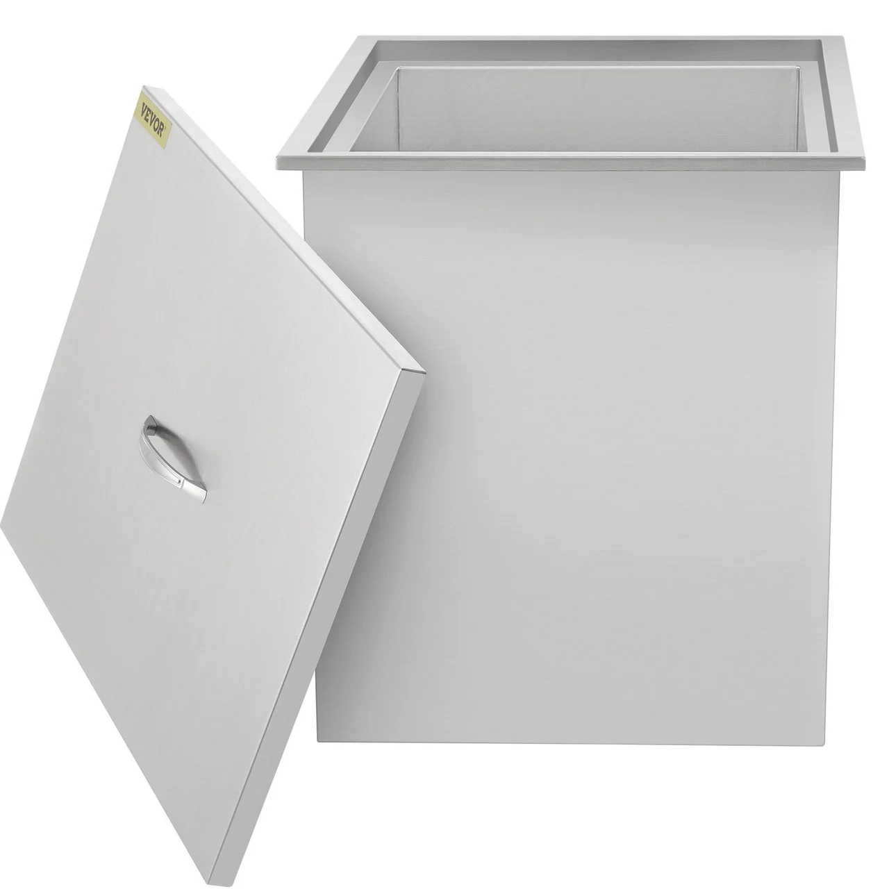 Drop in Ice Chest 23''L x 17''W x 12''H with Cover 304 Stainless Steel Drop in Cooler Included Drain-Pipe and Drain Plug Drop in Ice Bin for Cold Wine Beer