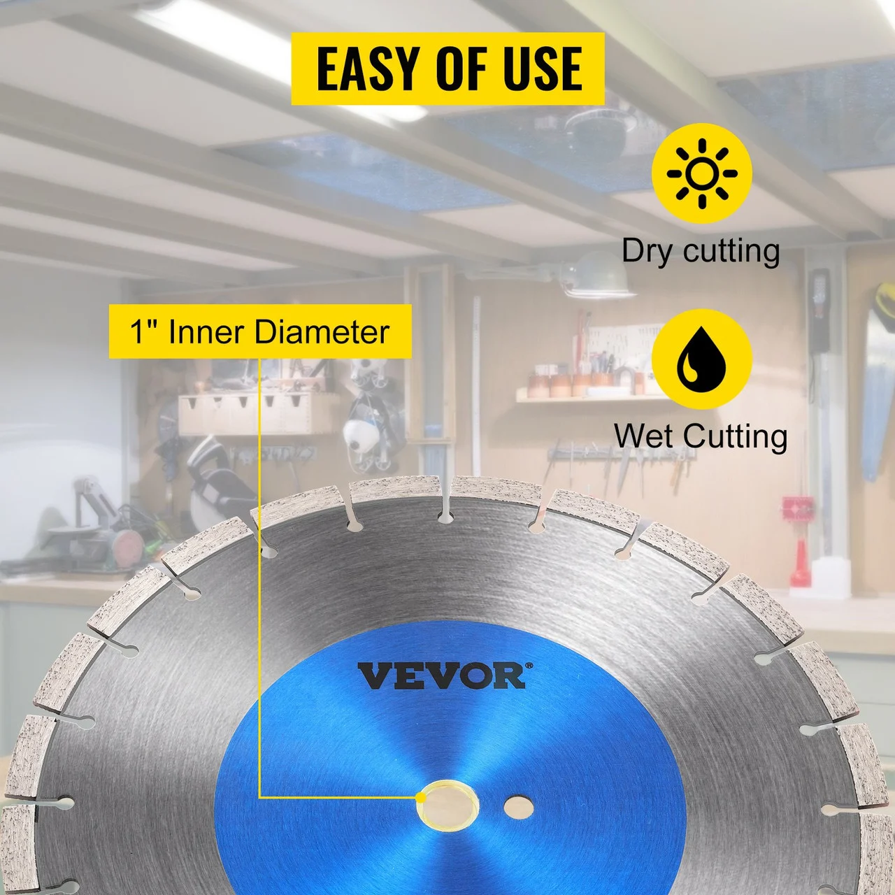 Diamond Saw Blade 14', Concrete Saw Blade Wet or Dry Segmented Cutting Wheel Masonry Wet Saw Blade General Purpose Power Saw 12mm for Concrete Brick Block Masonry
