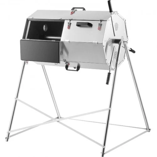 Compost Tumbler, 125L / 33 Gallons, Rustproof Stainless Steel Dual-Chamber Garden Composter, Heavy-Duty, All-Season Outdoor Compost Bin, Fast-Working System for Composting Kitchen ? Yard Waste (Discontinued)