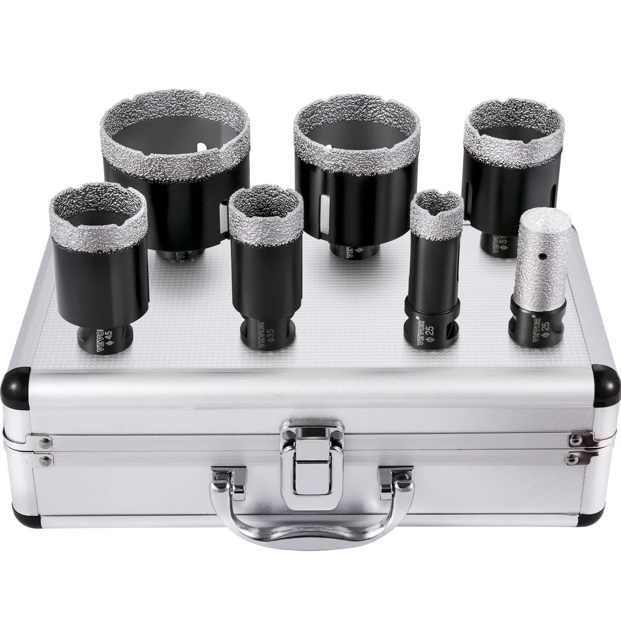 Diamond Drill Bits 7PCS Diamond Hole Saw 25/35/45/51/65/76 mm Tile Hole Saw Kit Vacuum Brazed Diamond Drill Bit 0.59in Segment Tile Hole Saw w a Blade for Tile Ceramic Porcelain Marble Stone
