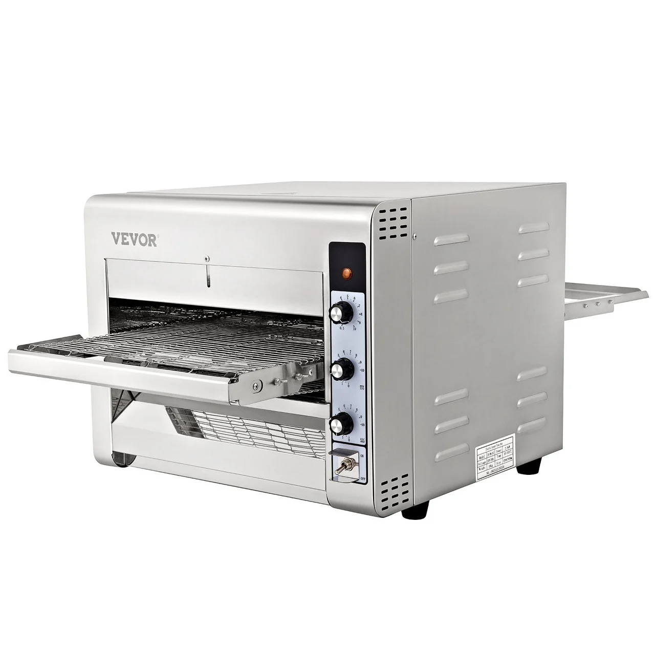 Conveyor Commercial Pizza Oven, Belt Adjustable Heat and Speed Stainless Steel Countertop Kitchen Toaster Oven with 50-300 øC /122- 572øF Temperature Range for Bakery Western Restaurant.