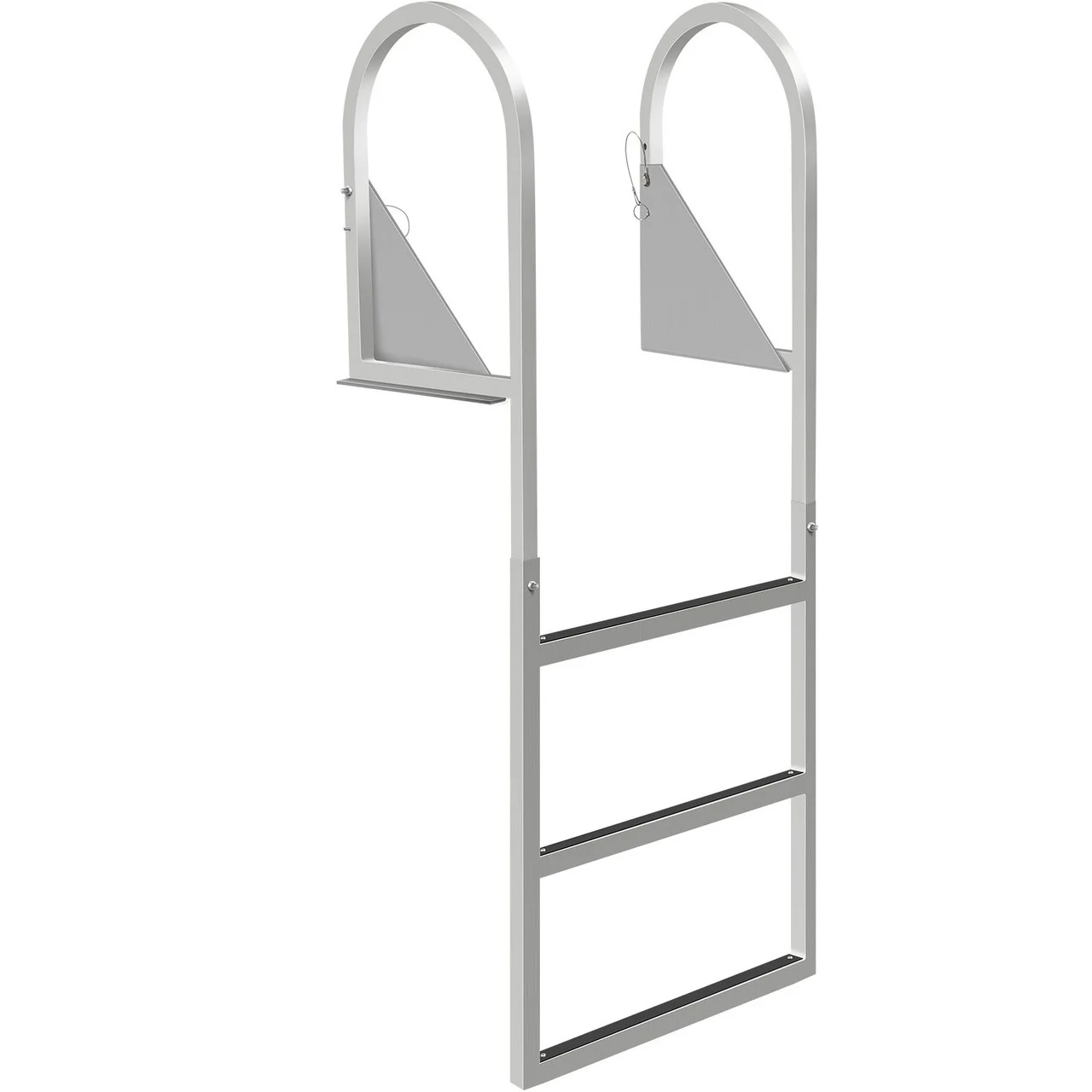 Dock Ladders Flip Up, Dock Ladder with Rubber Mat, Swim Ladder Aluminum 3 Step, Each Step 21.5" x 1.2", 350Lbs Load, for Lake, Marine Boarding, Pool