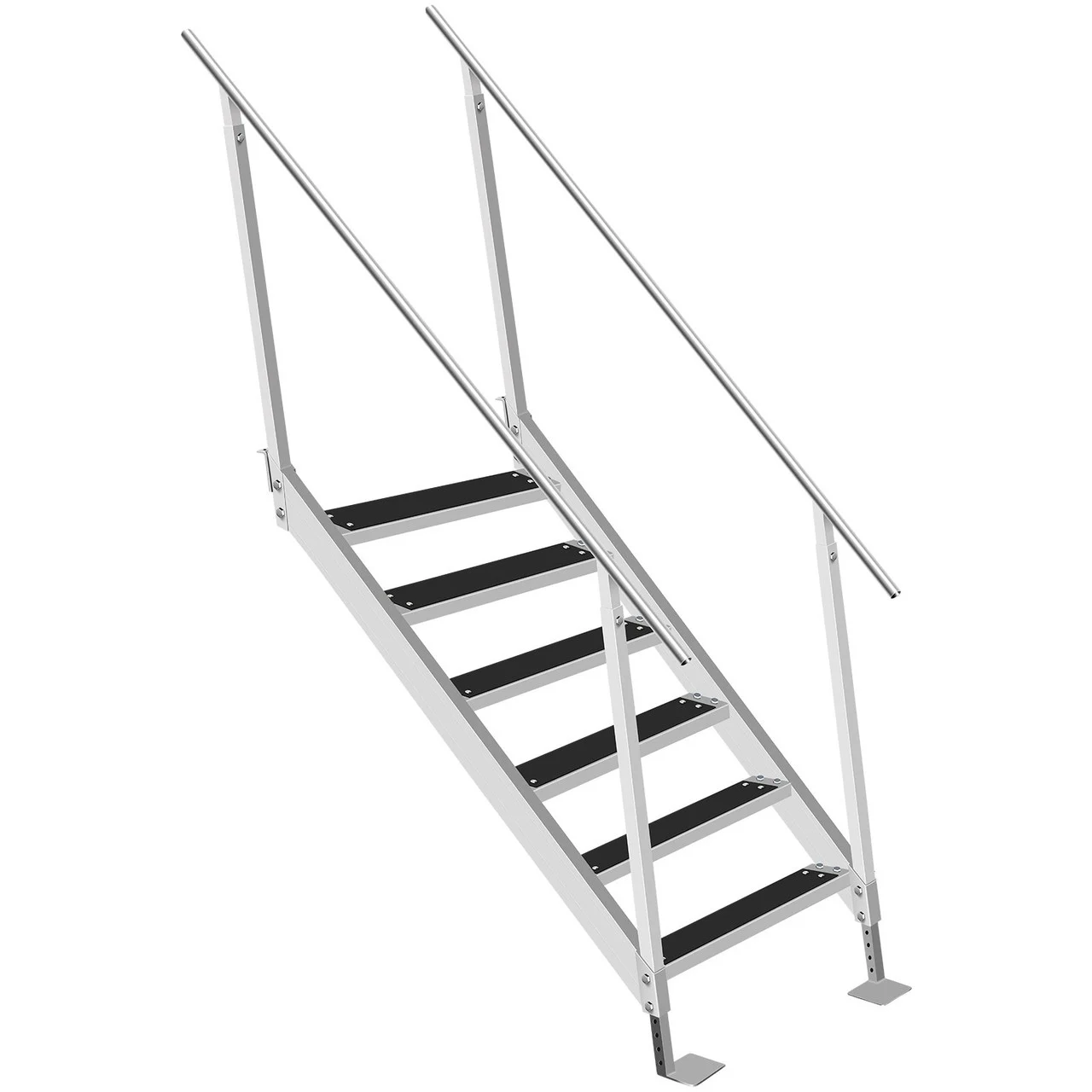 Dock Ladder with Rubber Mat, Dock Steps 30"-39" Adjustable Height, Dock Stairs Aluminum 6 Step, Each Step 22" x 4", 500Lbs Load, for Lake, Marine Boarding, Pool