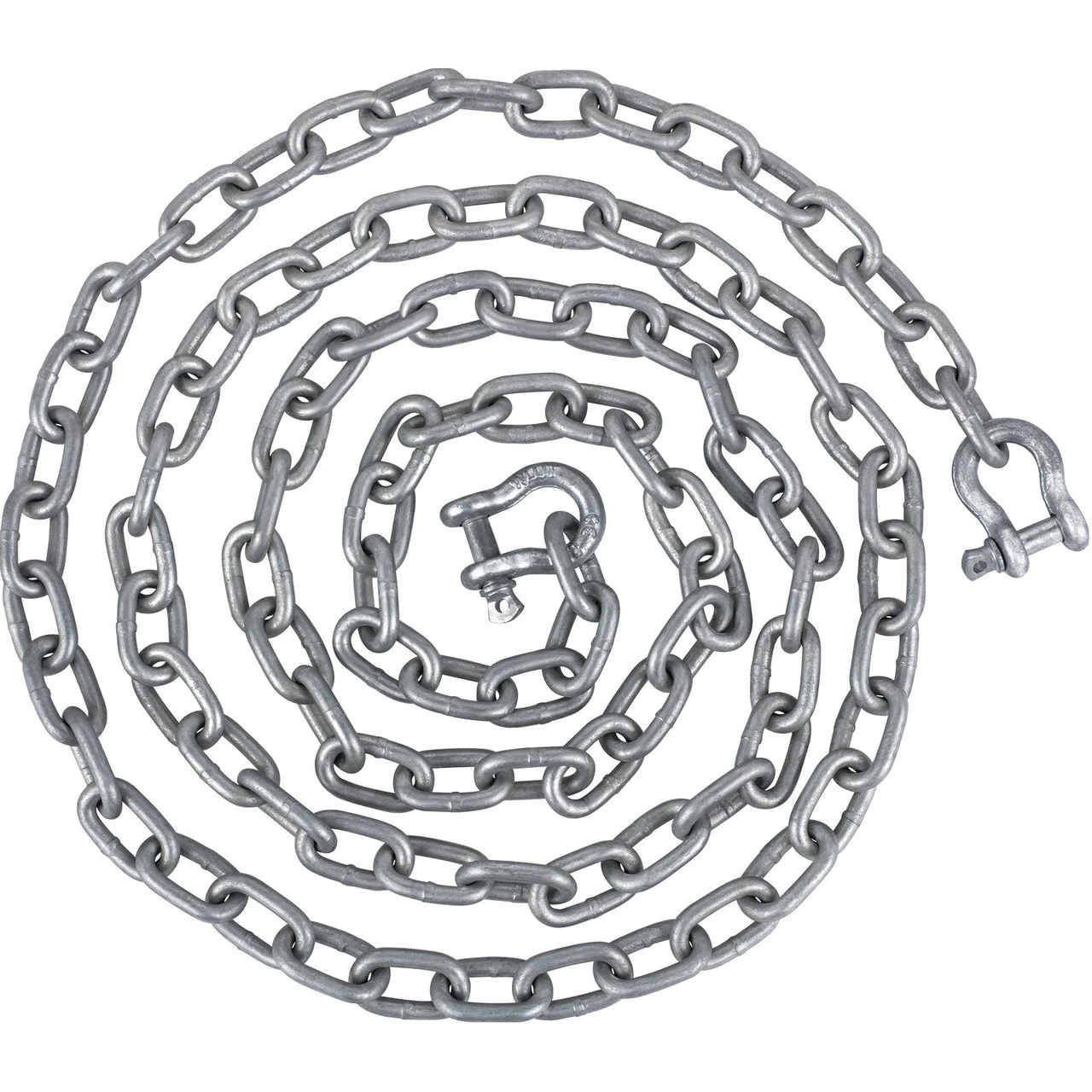 Anchor Chain, 10' x 5/16" Galvanized Steel Chain, 3/8" Anchor Chain Shackle, 11650lbs Anchor Lead Chain Breaking Load, 9460lbs Anchor Chain Shackle Breaking Load, Anchor Chain for Boats, Ships