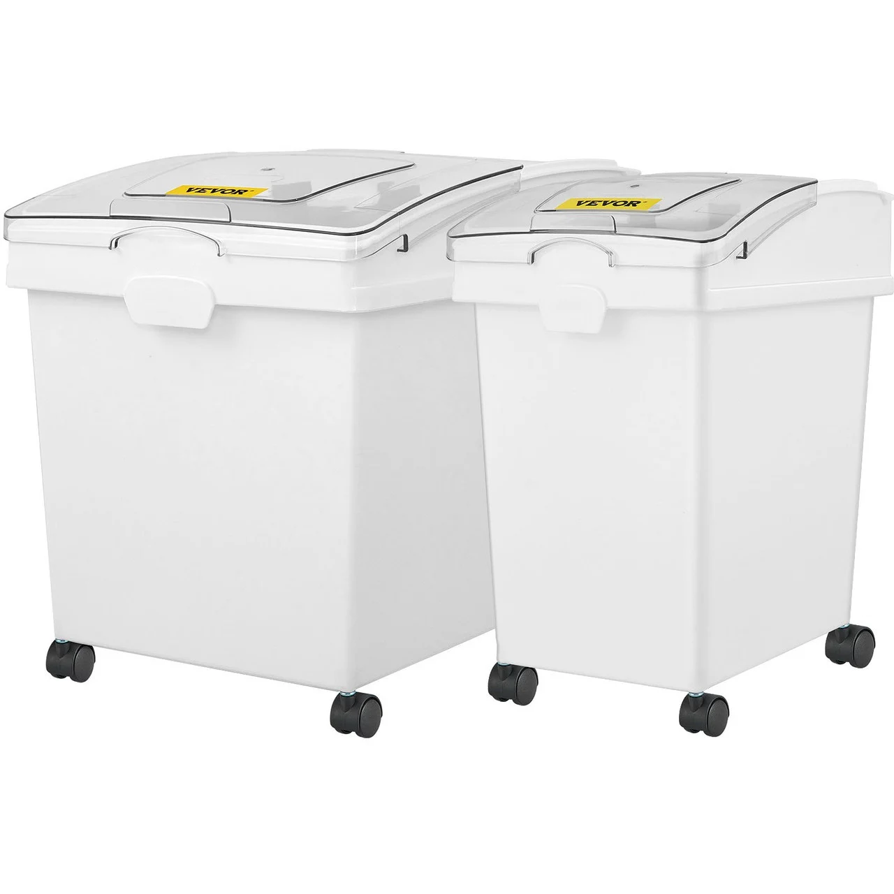 Ingredient Bin, 10.5+6.6 Gallons, Rice Storage Container on Wheels, Pantry Airtight Pet Food Storage with Flip Lid Scoops, Double Flour Bins for Livestock,
