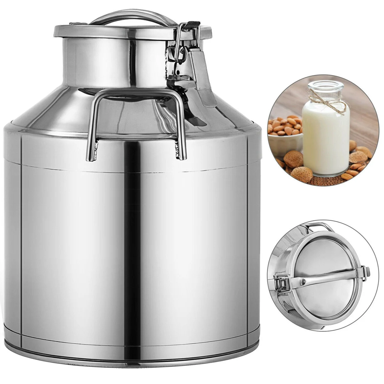 304 Stainless Steel Milk Can 10 Liter Milk bucket Wine Pail Bucket 2.6 Gallon Milk Can Tote Jug with Sealed Lid Heavy Duty