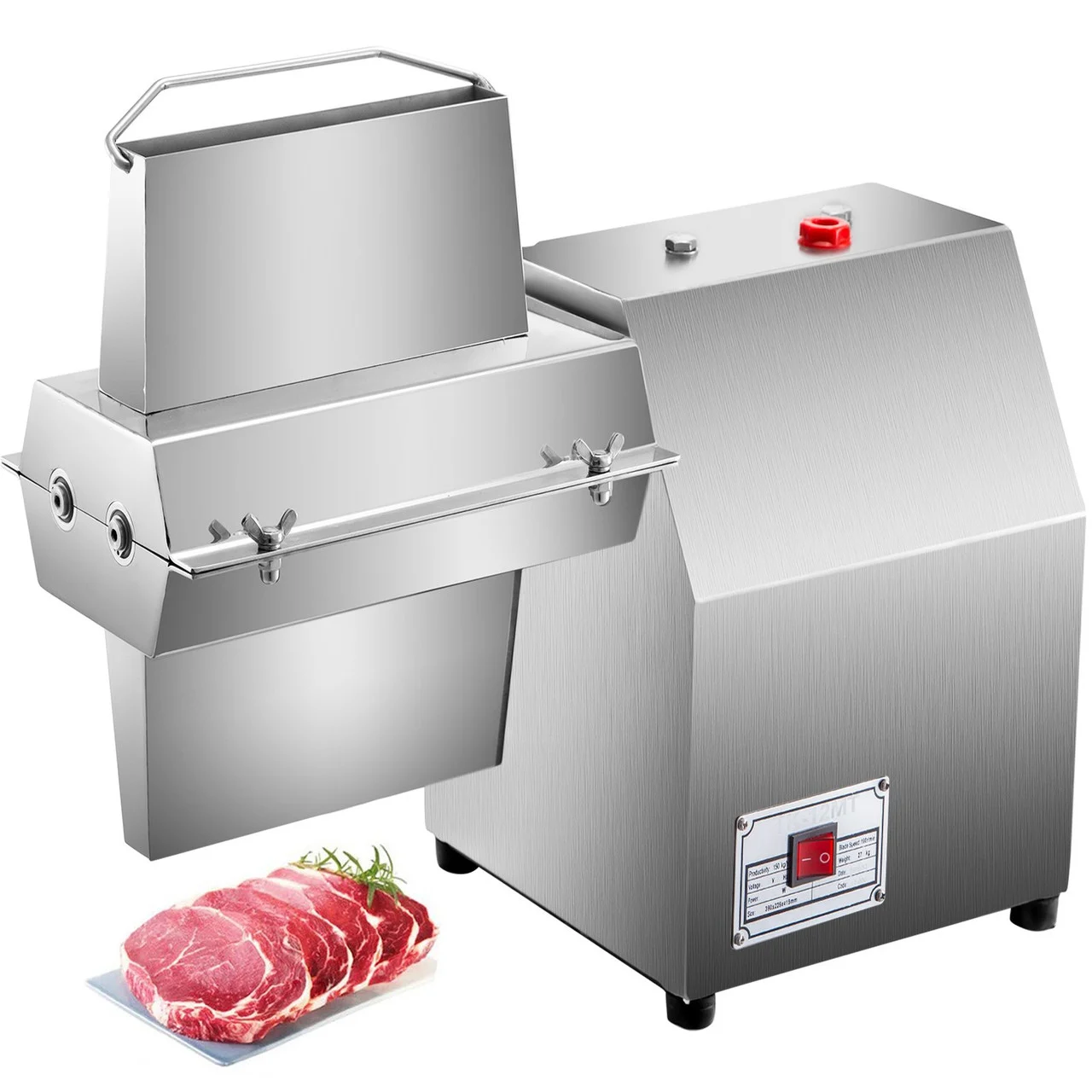 110V Commercial Meat Tenderizer 750W Stainless Steel Electric Cutting Width 5inch Heavy Duty Switchable Attachment Kitchen Tool for Beef Turkey Chicken Pork Mutton Fish Steak
