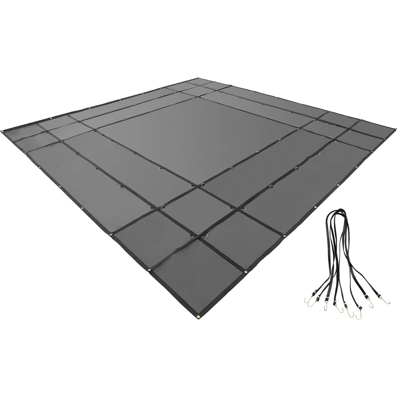 Flatbed Tarps, 18OZ Flatbed Truck Tarp, 16x16 Ft Polyethylene Lumber Tarp, Black Heavy Duty Trailer Tarp with Stainless Steel D Rings For Trucks, Vans, Small Boats, Machinery & Outdoor Materials