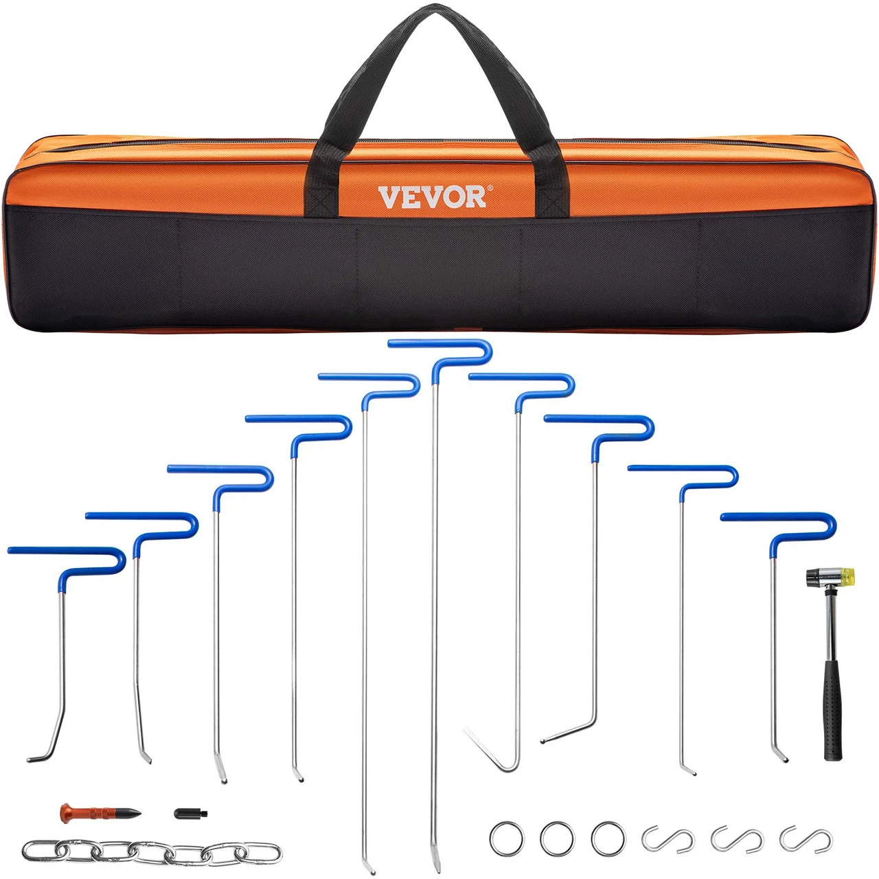 Rods Dent Removal Kit, 20 Pcs Paintless Dent Repair Rods, Stainless Steel Dent Rods, Whale Tail Dent Repair Tools, Professional Hail Dent Removal Tool For Minor Dents, Door Dings And Hail Damage