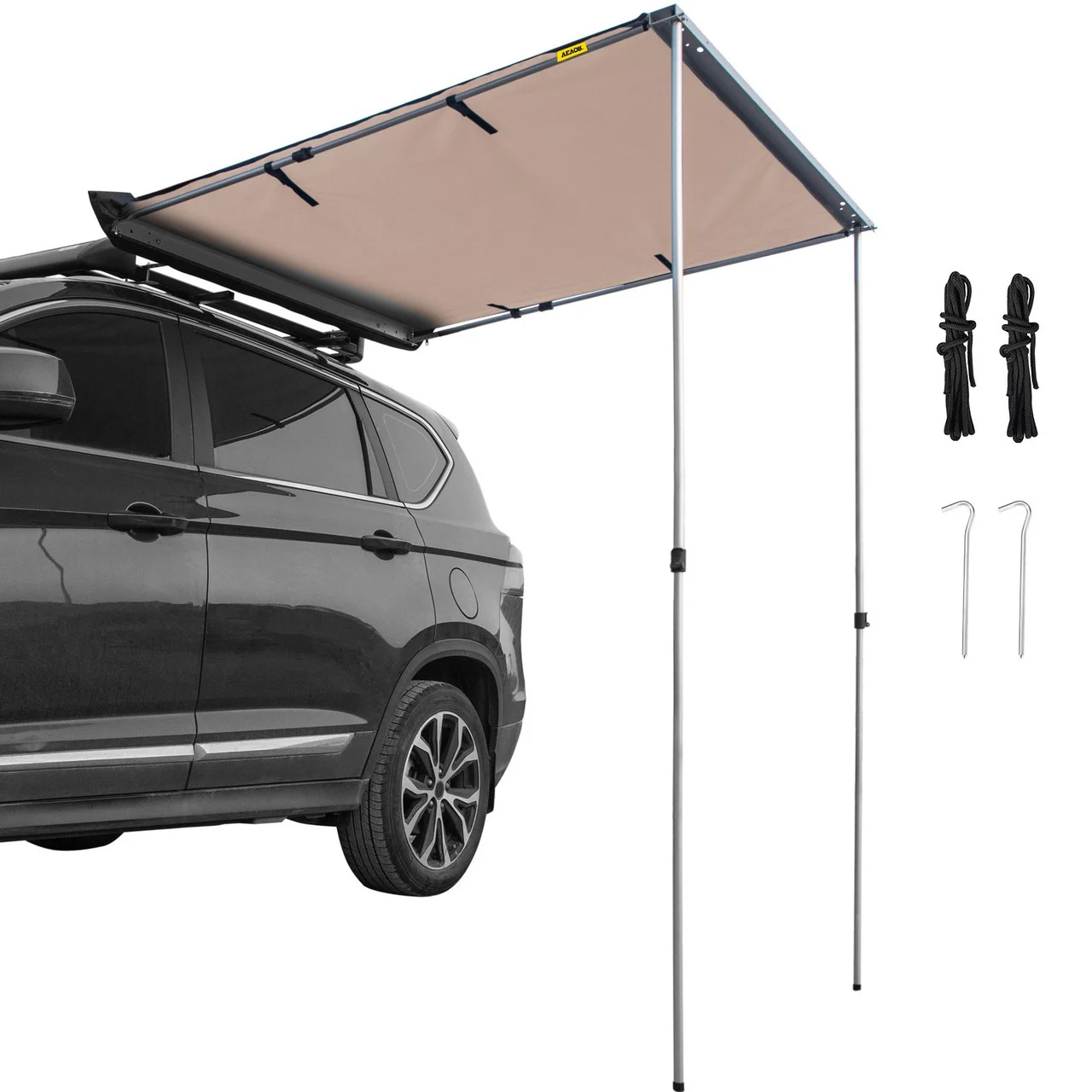 Car Awning Car Tent Retractable Waterproof SUV Rooftop Khaki 6.5'x6.5'