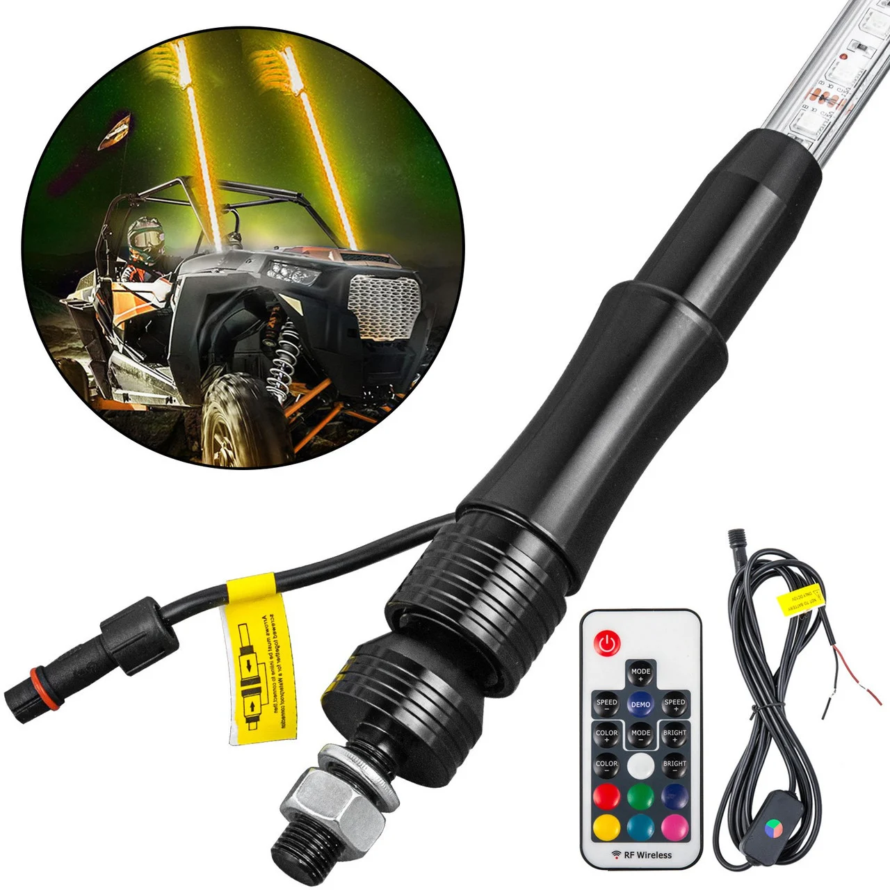 LED Whip Lights Lighted Whips for UTV RGB Color Led Lighted Whip 5ft 1pc Off-road