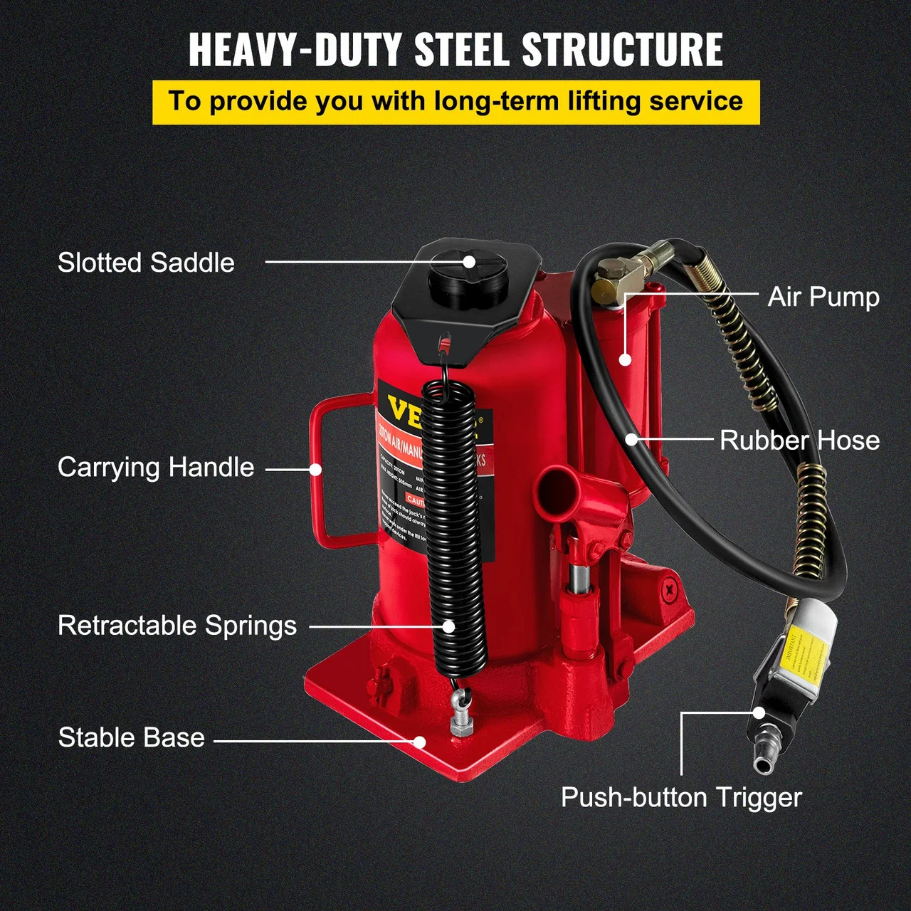 Air Hydraulic Bottle Jack 20 Ton Manual 44092lb Heavy Duty Auto Truck RV Repair Lift Tools