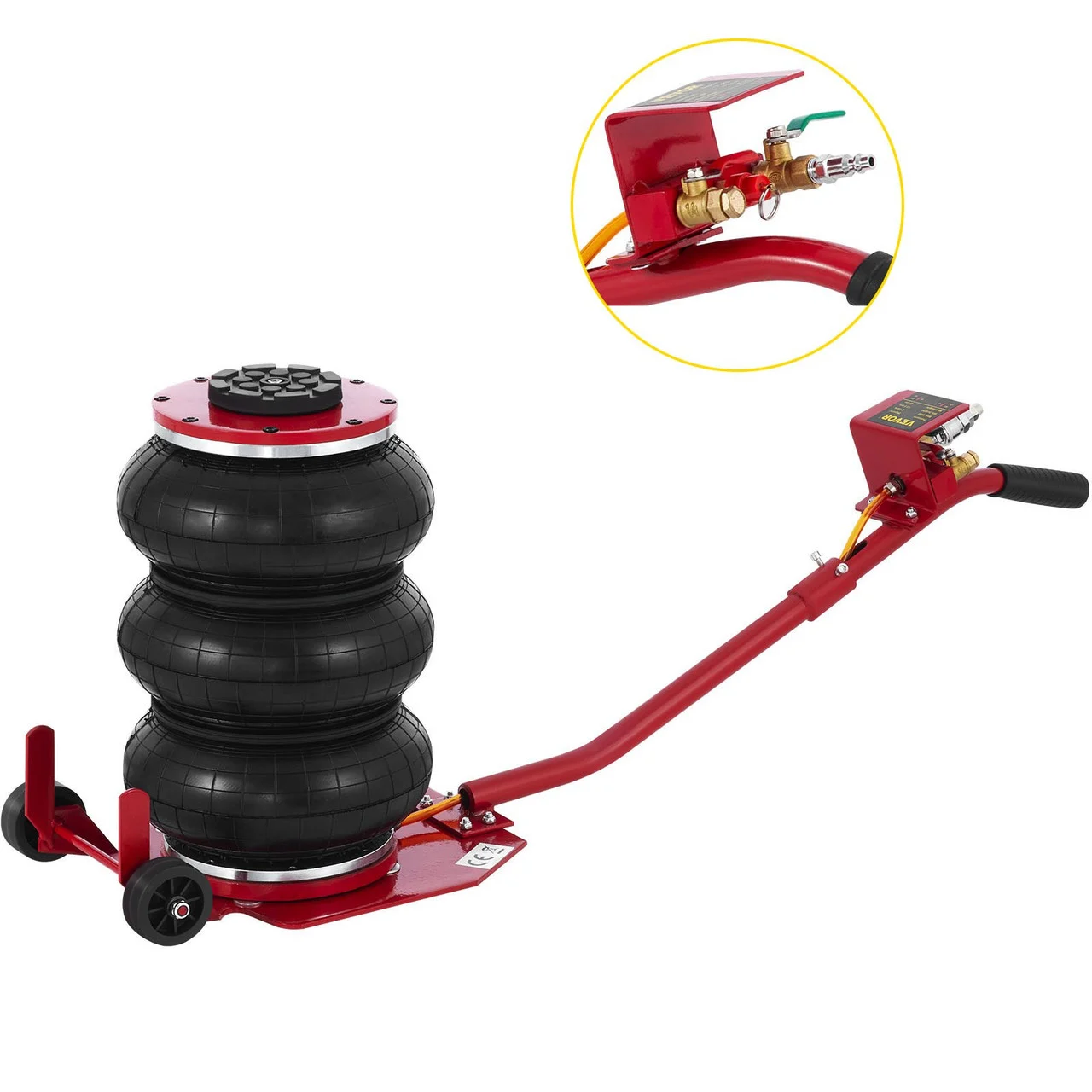 3 Ton Triple Bag Air Pneumatic Jack 6600 Lbs Steel 16" High Compressed Air