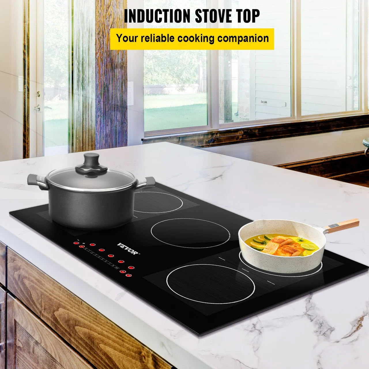 Built-in Induction Electric Stove Top 30 Inch,5 Burners Electric Cooktop,9 Power Levels & Sensor Touch Control,Easy to Clean Ceramic Glass Surface,Child Safety Lock,240V