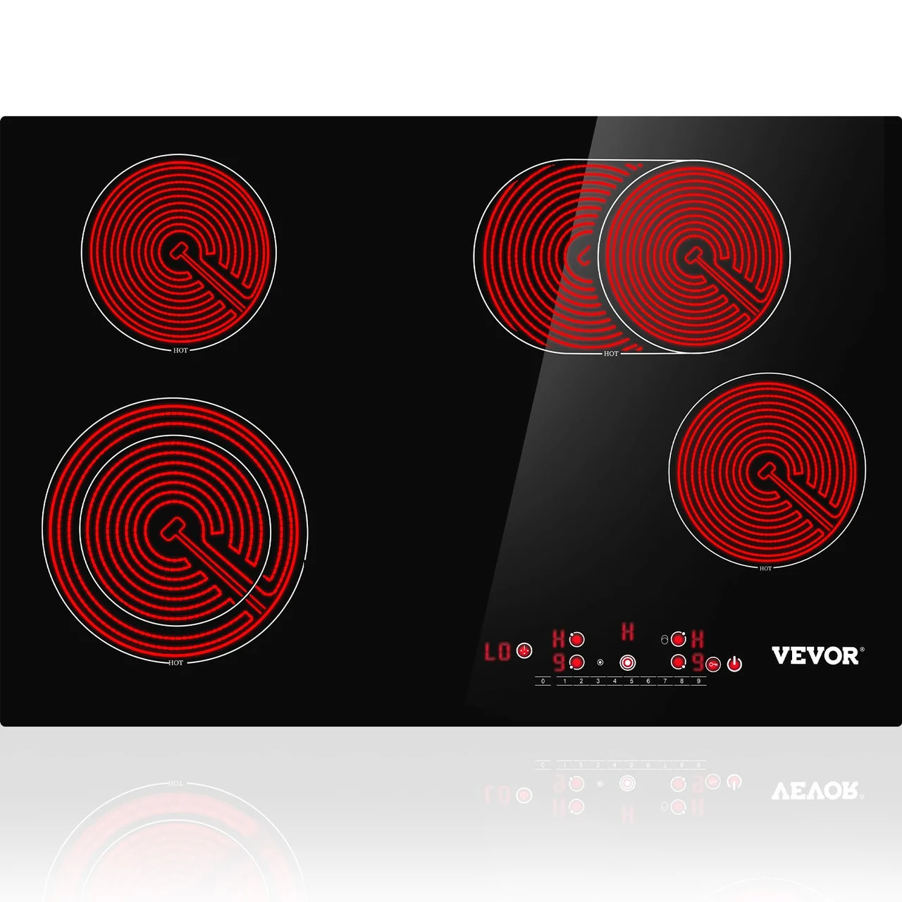 Electric Stove Top 30 Inch,4 Burners Electric Cooktop,9 Power Levels & Sensor Touch Control,Easy to Clean Ceramic Glass Surface,Child Safety Lock,240V