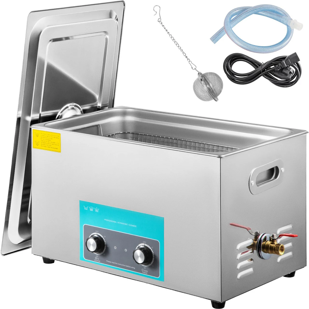 22l Ultrasonic Cleaner With Heater Timer Dentures 20-80? Water Drain
