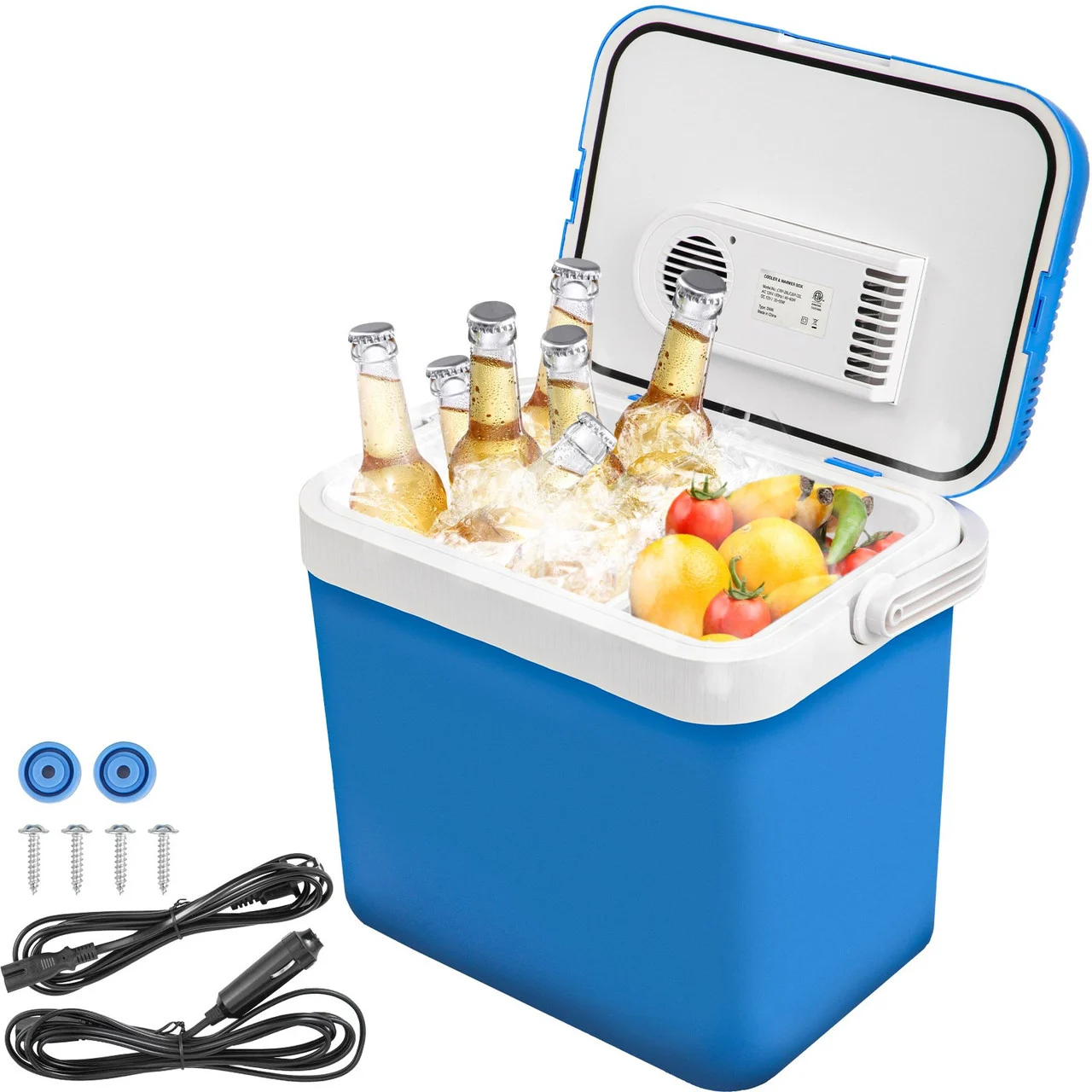 Electric Cooler and Warmer, 34 Quart Portable Thermoelectric Fridge, Plug in Refrigerator with Collapsible Handle, 110V AC Home Power Cord & 12V Car Adapter for Camping Travel & Picnics