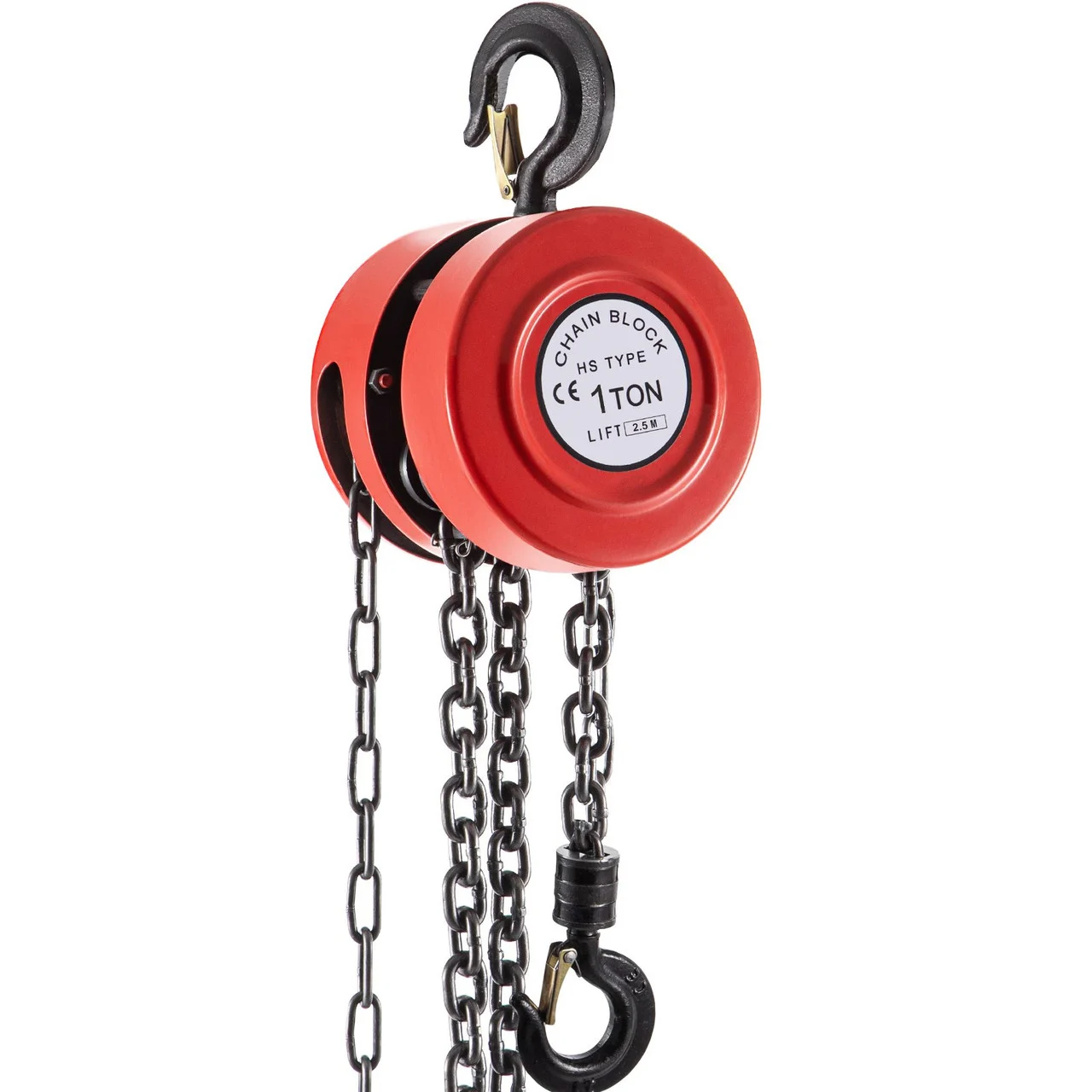 Hand Chain Hoist, 2200 lbs /1 Ton Capacity Chain Block, 8ft/2.5m Lift Manual Hand Chain Block, Manual Hoist w/Industrial-Grade Steel Construction for Lifting Good in Transport & Workshop, Red