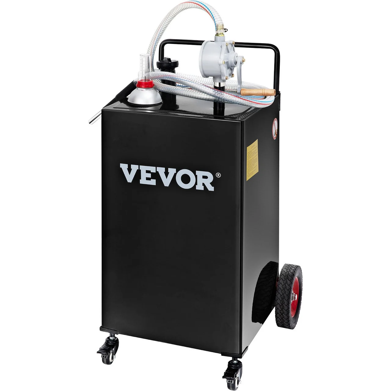 Fuel Caddy Fuel Storage Tank 35 Gallon 4 Wheels with Manuel Pump, Black