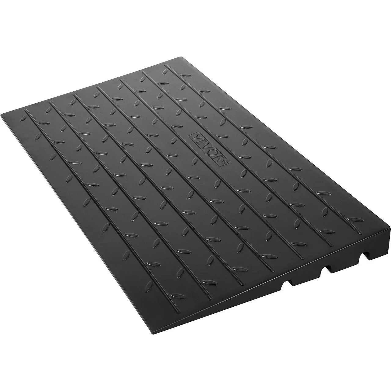 Rubber Threshold Ramp, 3" Rise Threshold Ramp Doorway, 3 Channels Cord Cover Rubber Solid Threshold Ramp, Transitions Rubber Angled Entry Rated 2200 Lbs Load Capacity for Wheelchair and Scooter