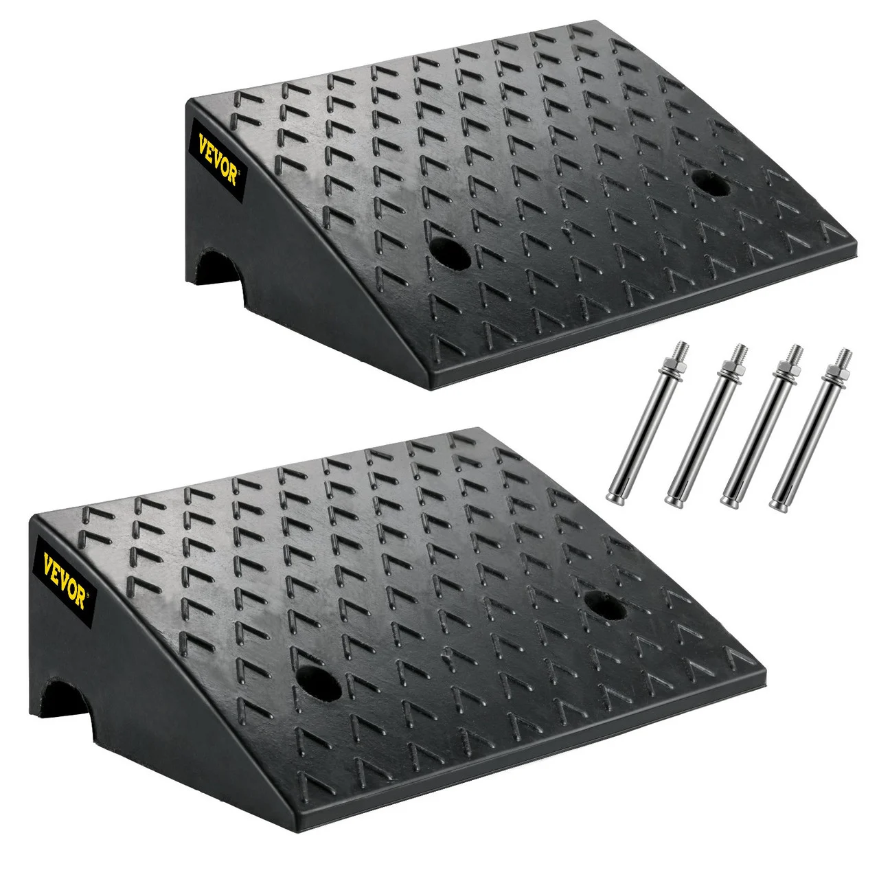 Curb Ramp Heavy Duty Threshold Ramp 5" Height For Driveway 2 Pieces Black
