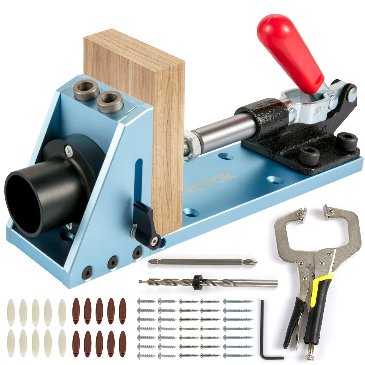 Pocket Hole Jig Kit, Aluminum Punch Locator, Adjustable & Easy to Use Joinery Woodworking System, Wood Guides Joint Angle Tool with Clamping Pliers Screw for DIY Carpentry Projects
